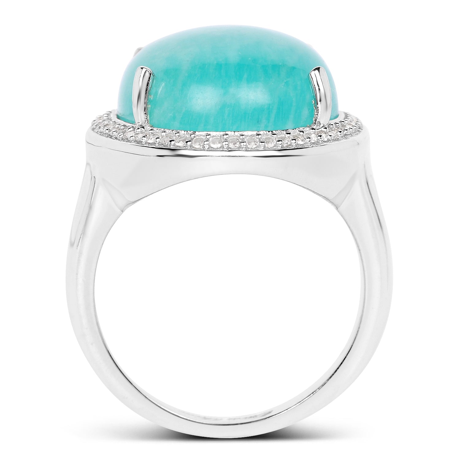 15.09 Carat Genuine Amazanite And White Topaz .925 Sterling Silver Ring on sale at MyriadMart