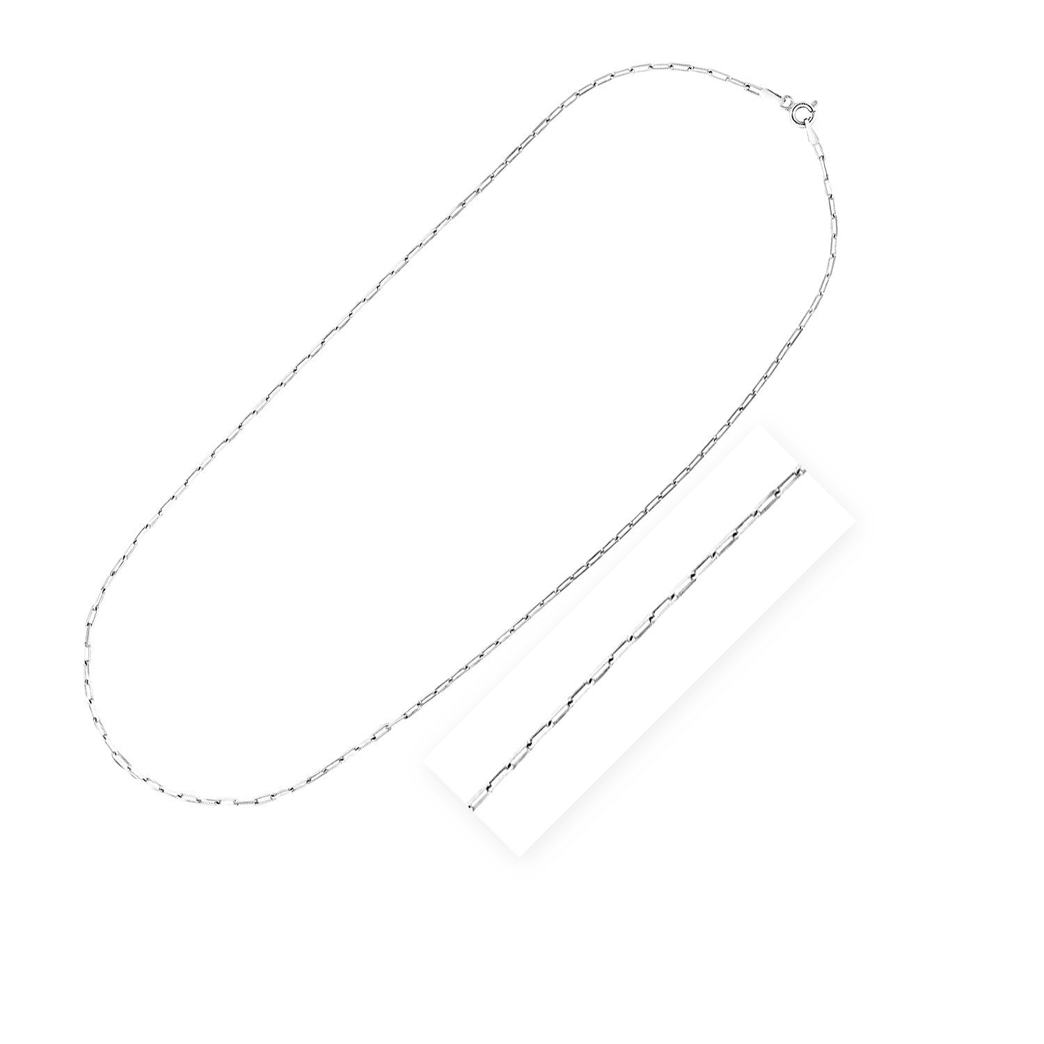 Sterling Silver Rhodium Plated Paperclip Chain 1.8 mm on sale at MyriadMart