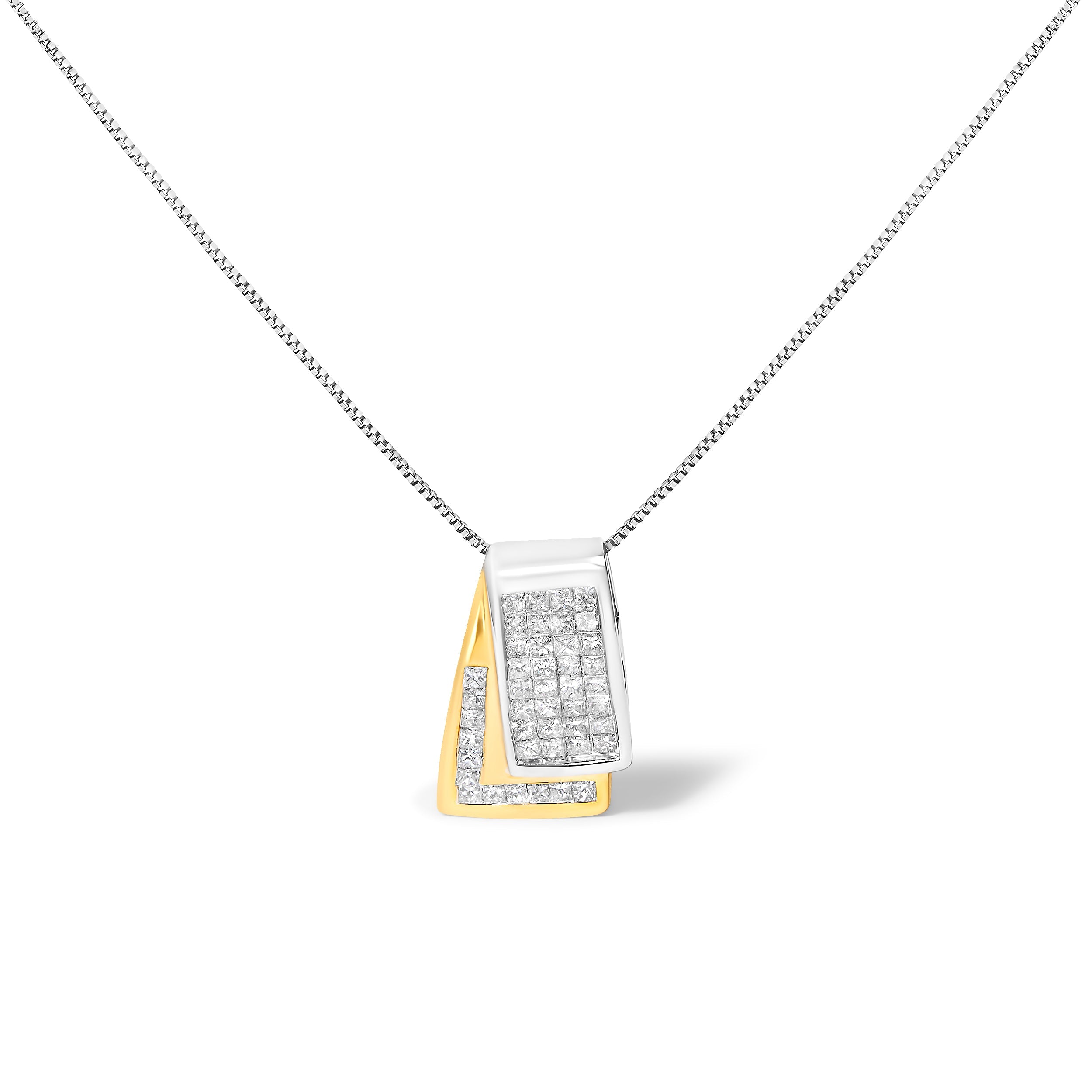 14KT White Gold Diamond Box Pendant Necklace 1 cttw, H-I Color, SI2-I1 Clarity on sale at MyriadMart