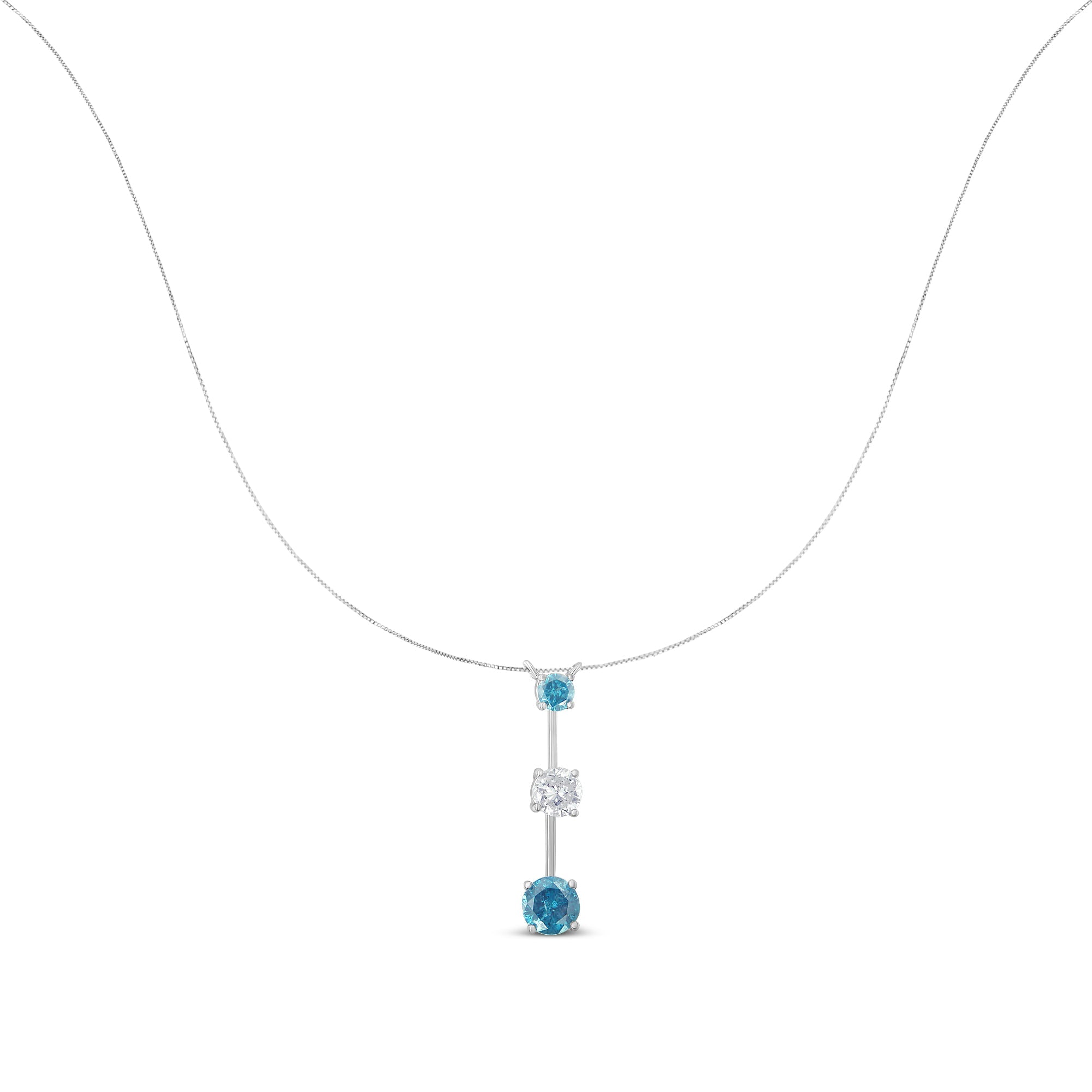 14K White Gold 1 1/2 cttw White and Treated Blue Diamond Pendant Necklace H-I, I1-I2 on sale at MyriadMart