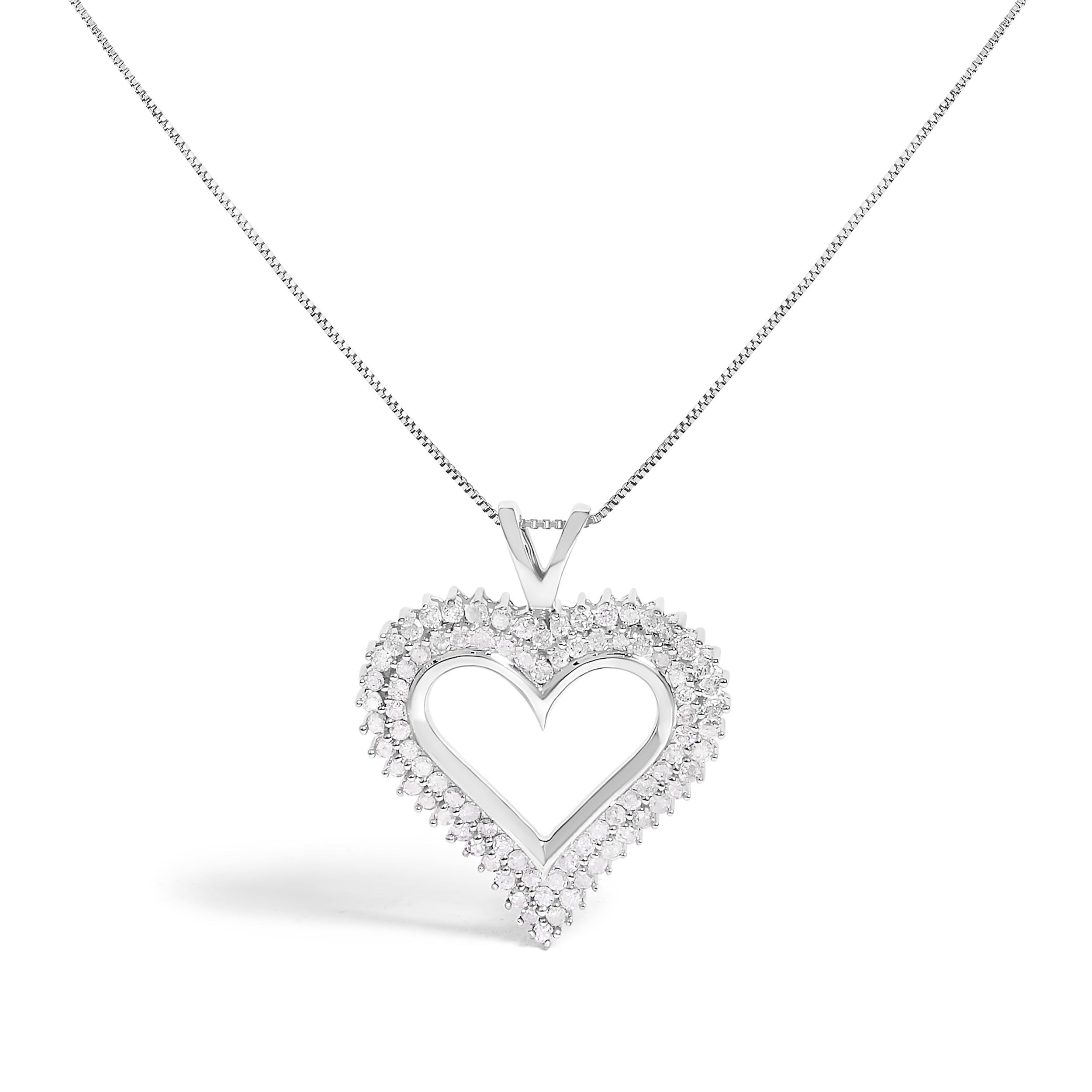 .925 Sterling Silver 1.00 Cttw Diamond Heart 18" Pendant Necklace I-J Color, I2-I3 Clarity on sale at MyriadMart