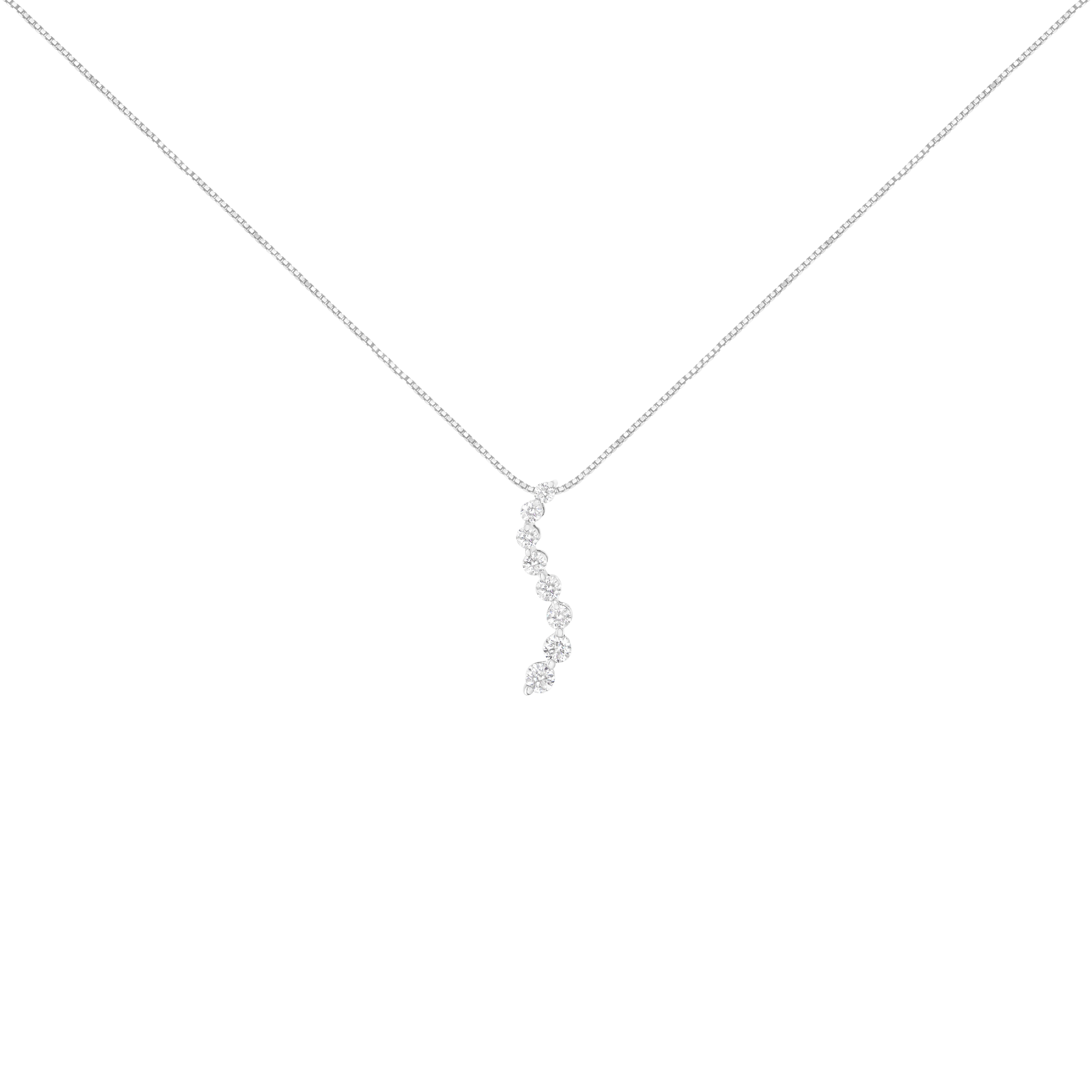 AGS Certified 14k White Gold 3.0 Cttw Baguette and Brilliant Round-Cut Diamond Journey 18" Pendant Necklace F-G Color, I1-I2 Clarity on sale at MyriadMart