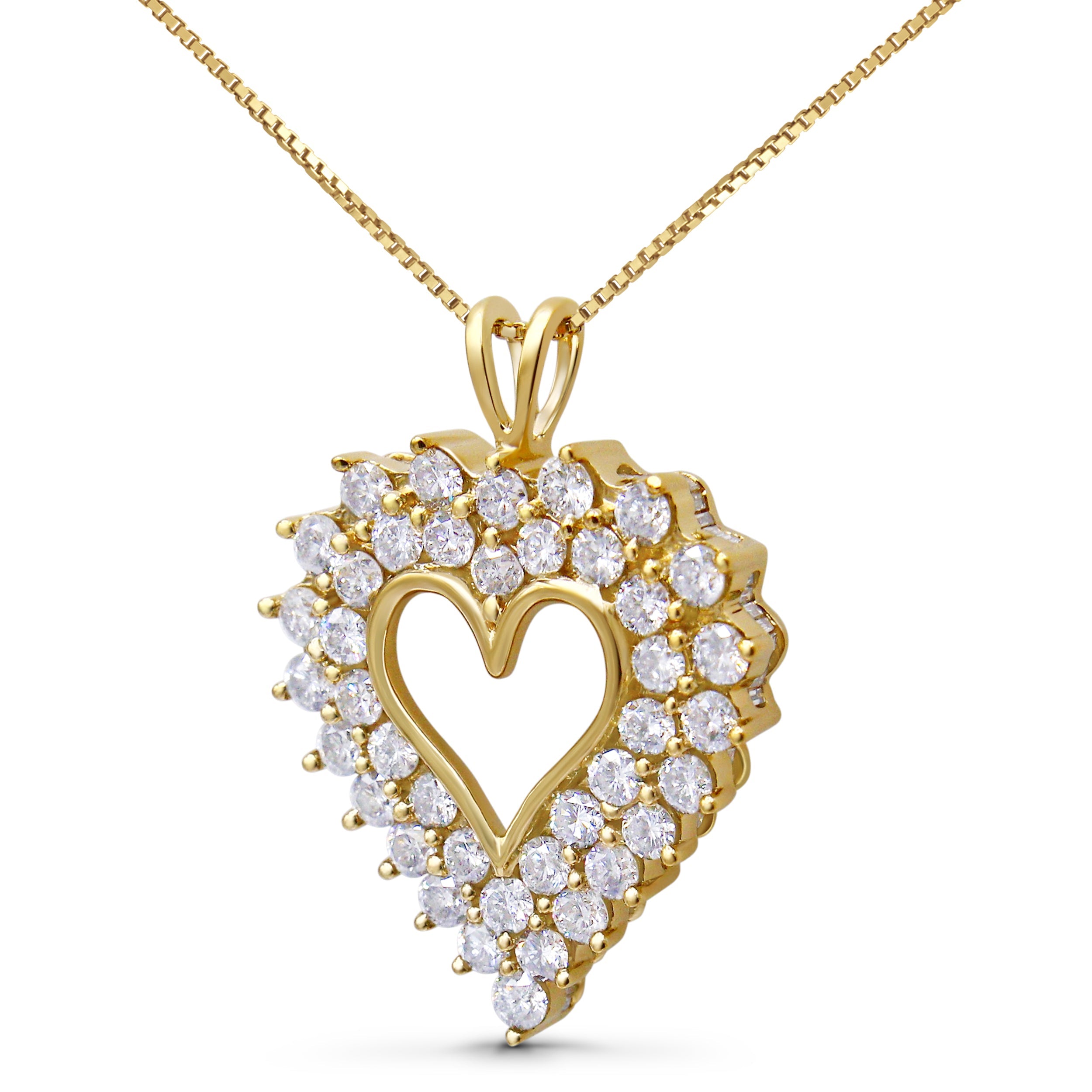 14K Yellow Gold Plated .925 Sterling Silver 4.0 Cttw Diamond Shadow Frame Heart 18" Pendant Necklace J-K Color, I1-I2 Clarity on sale at MyriadMart
