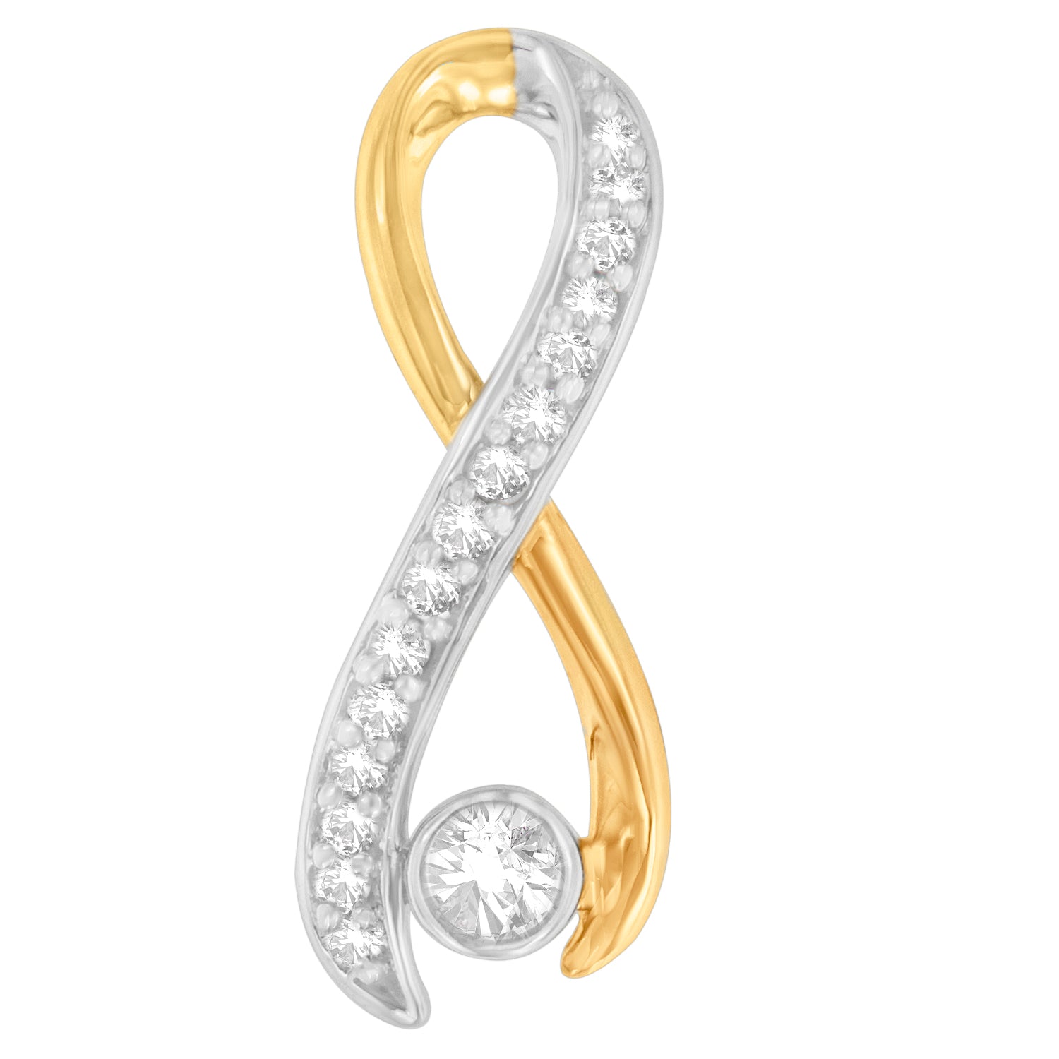 10K Two-Tone Gold 1/5 cttw Diamond Radiant Ribbon Pendant Necklace H-I, I1-I2 on sale at MyriadMart