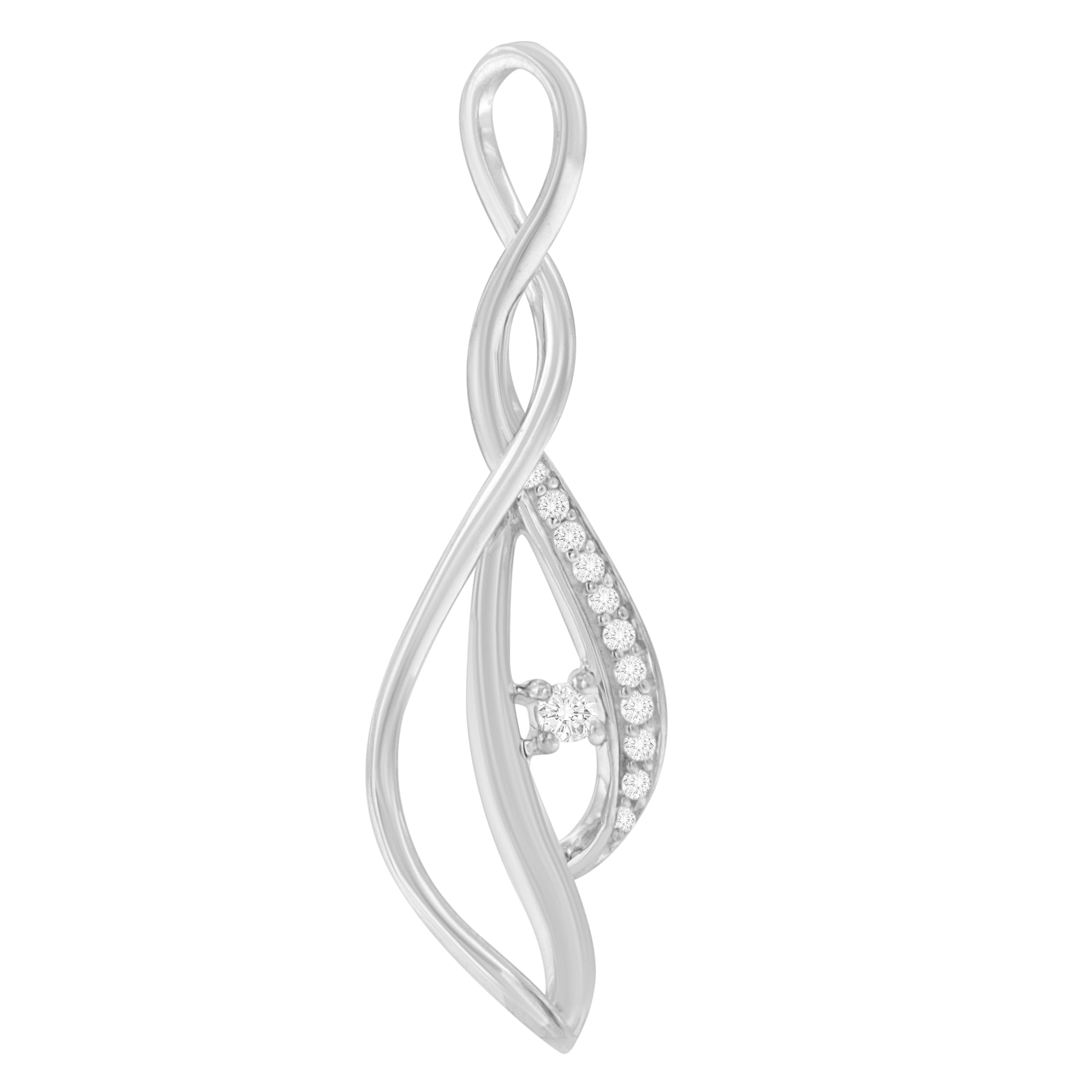 Espira 10K White Gold Round Diamond Accented Open Cascade Twist 18" Pendant Necklace 1/10 Cttw, J-K Color, I1-I2 Clarity on sale at MyriadMart