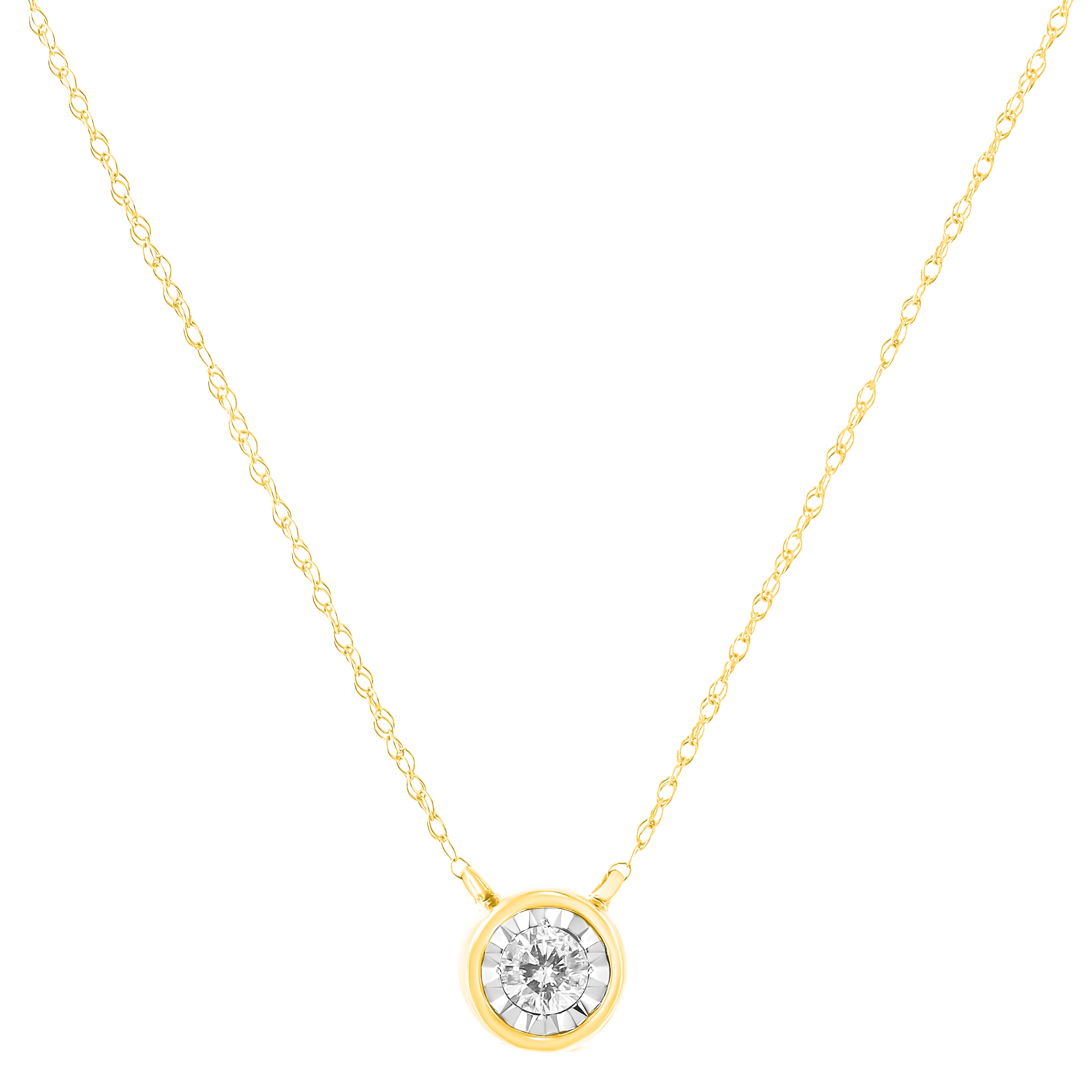 10K Yellow Gold 1/4 Cttw Round Brilliant-Cut Diamond Modern Bezel-Set Solitaire Pendant Necklace J-K Color, I2-I3 Clarity - 16" with 2" Extender on sale at MyriadMart