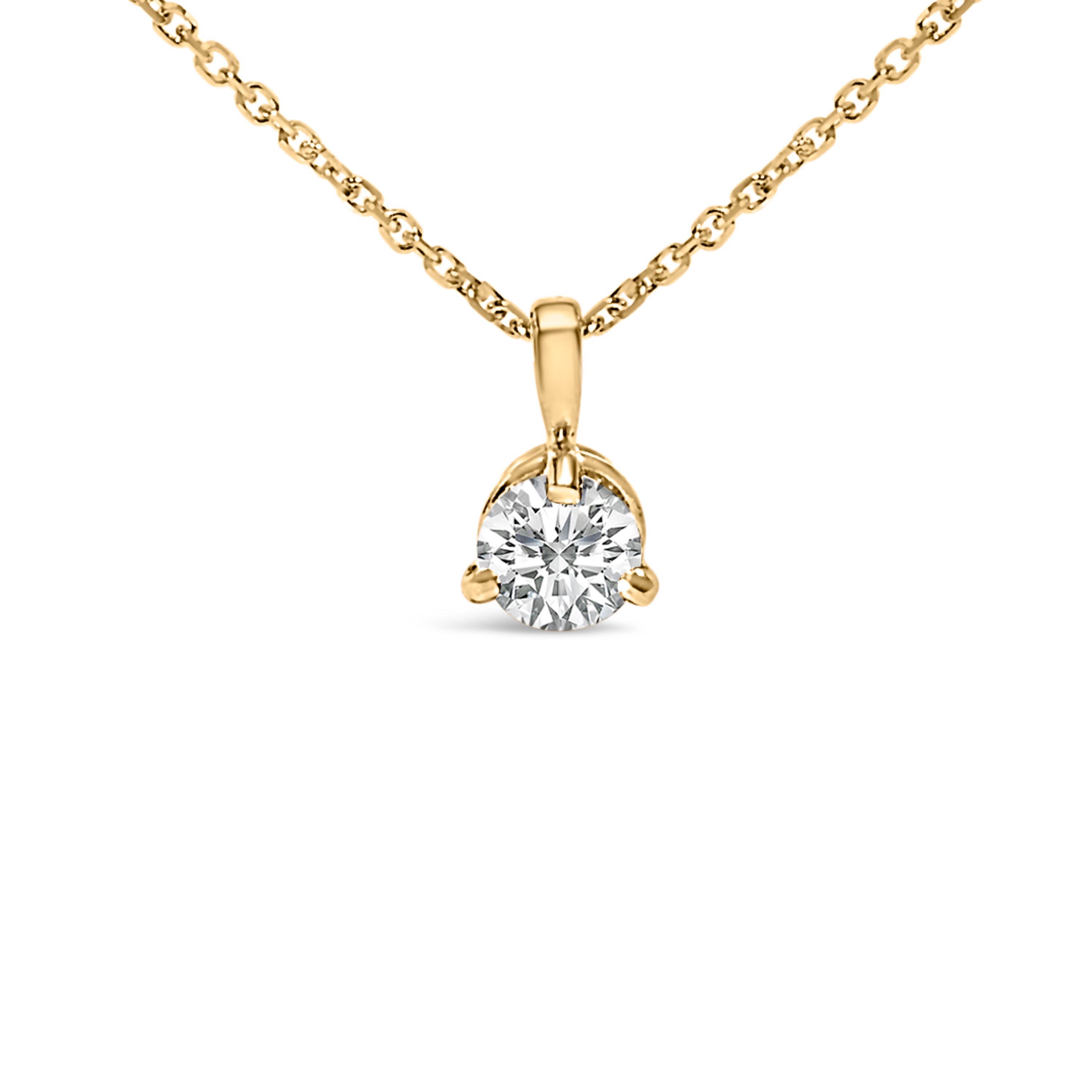 14K Yellow Gold 3/8 Cttw 3 Prong Martini Set Round Diamond Solitaire Pendant Necklace G-H Color, SI2-I1 Clarity - 18" Inches on sale at MyriadMart
