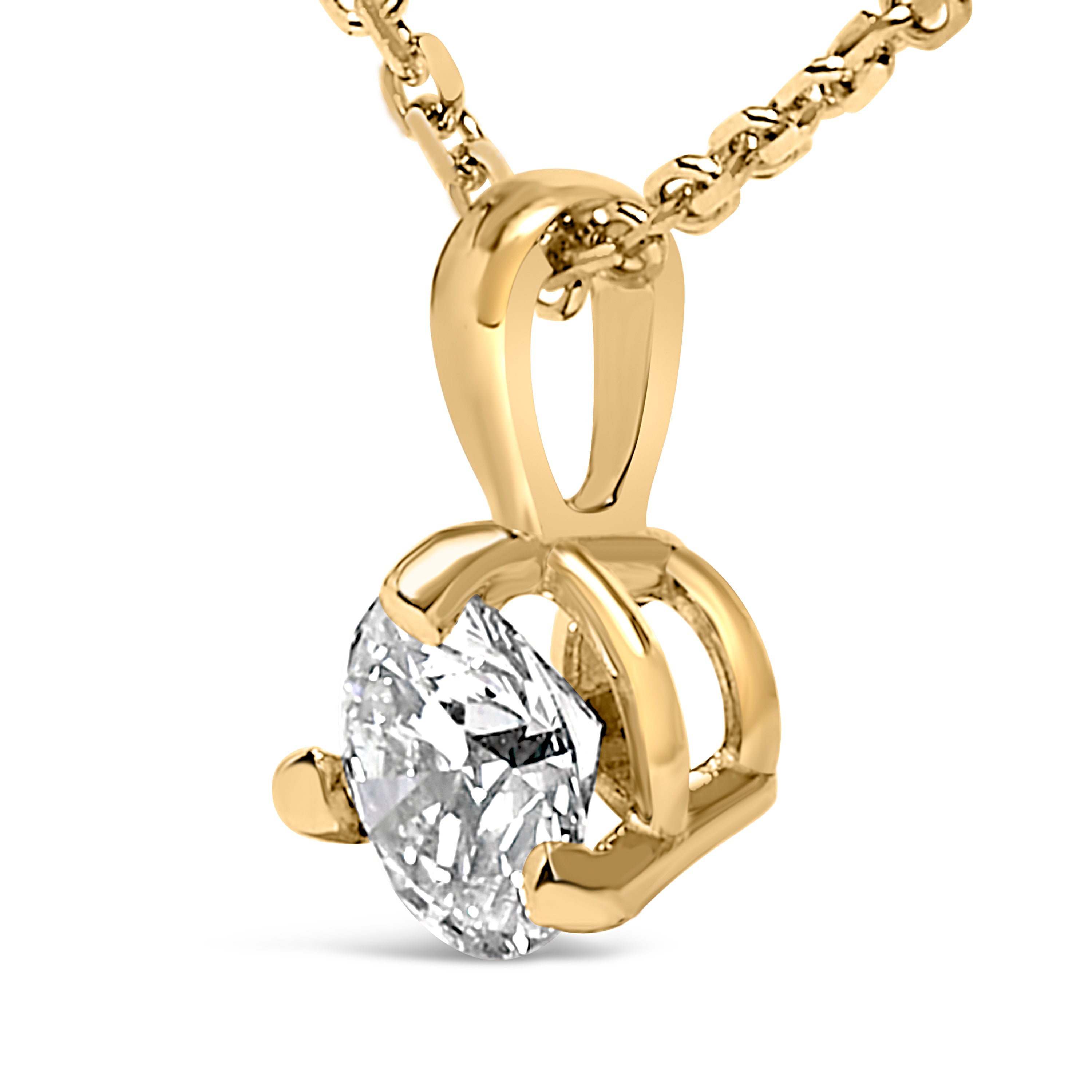 14K Yellow Gold 3/8 Cttw 3 Prong Martini Set Round Diamond Solitaire Pendant Necklace G-H Color, SI2-I1 Clarity - 18" Inches on sale at MyriadMart