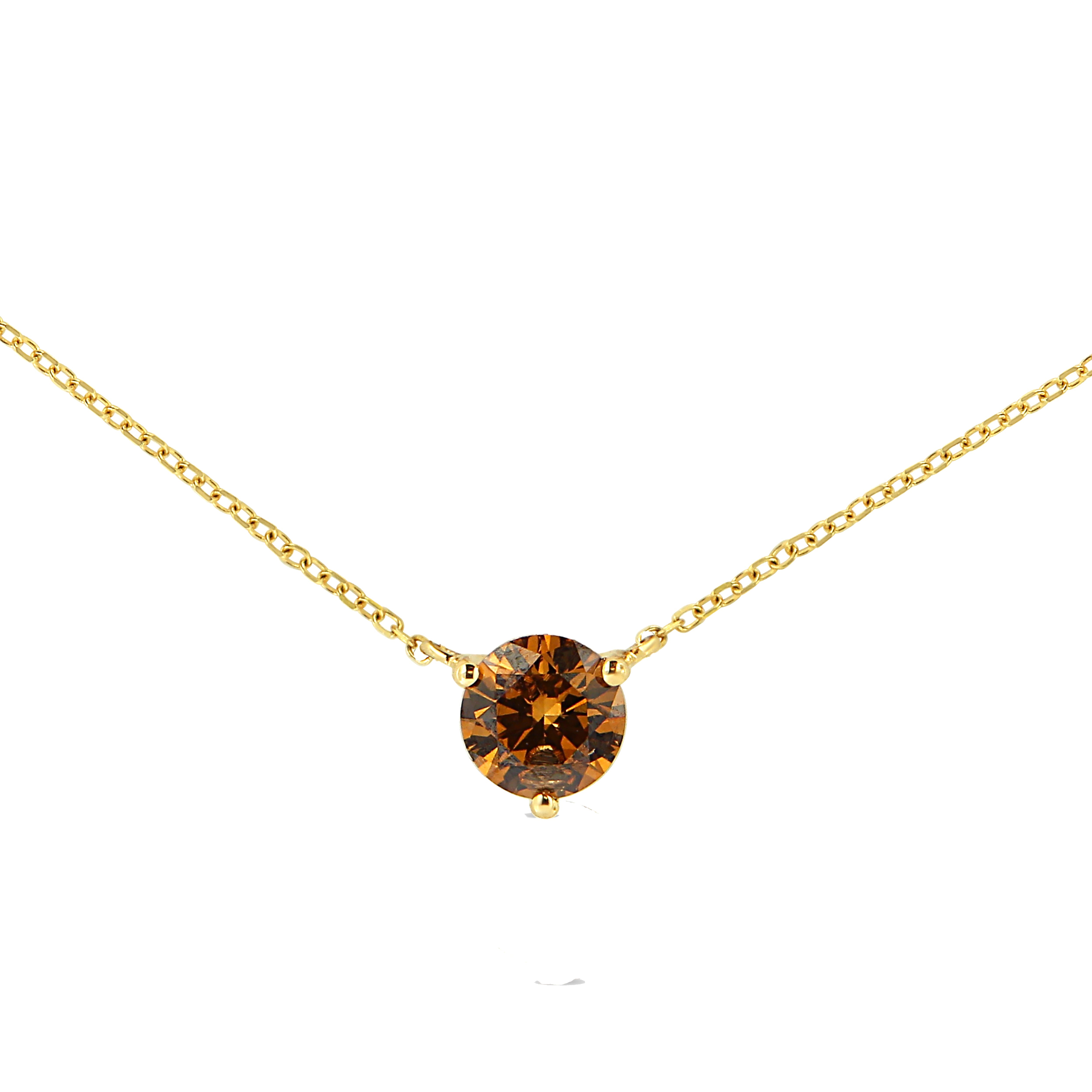 14K Yellow Gold 1/2 Cttw Martini Set Lab Grown Yellow Diamond Solitaire 18" Pendant Necklace Yellow Color, VS2-SI1 Clarity on sale at MyriadMart