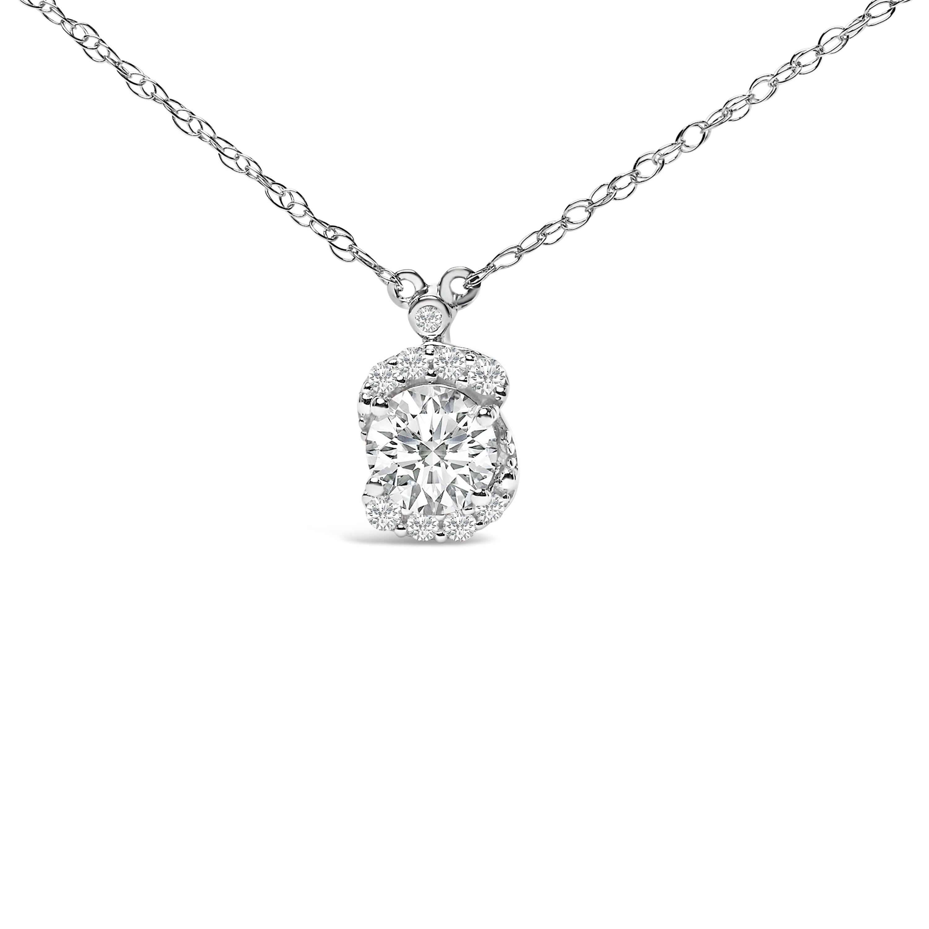 Sterling Silver 1.00 Cttw Lab Grown Diamond Oval Halo Pendant Bezel Station Necklace on sale at MyriadMart