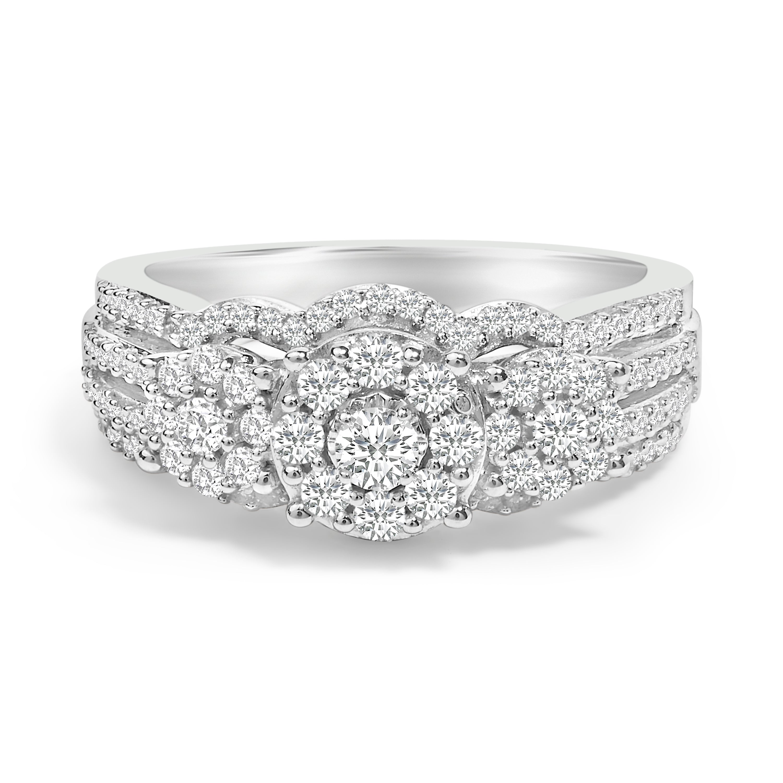 .925 Sterling Silver 1.0 Cttw Diamond Engagement Ring and Soldered Wedding Band Set on sale at MyriadMart