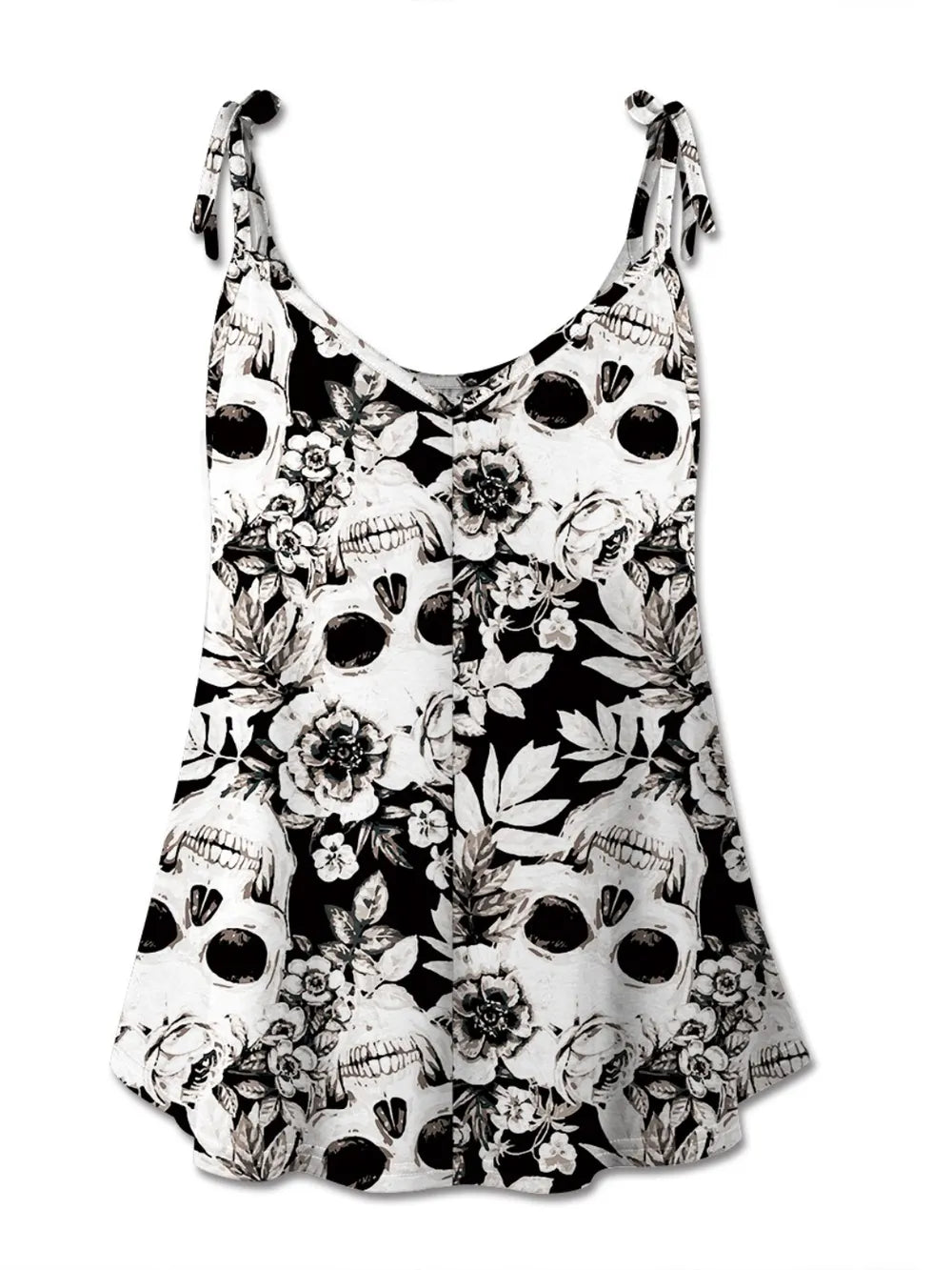FAM-FAM Skull Print Scoop Neck Cami - MyriadMart