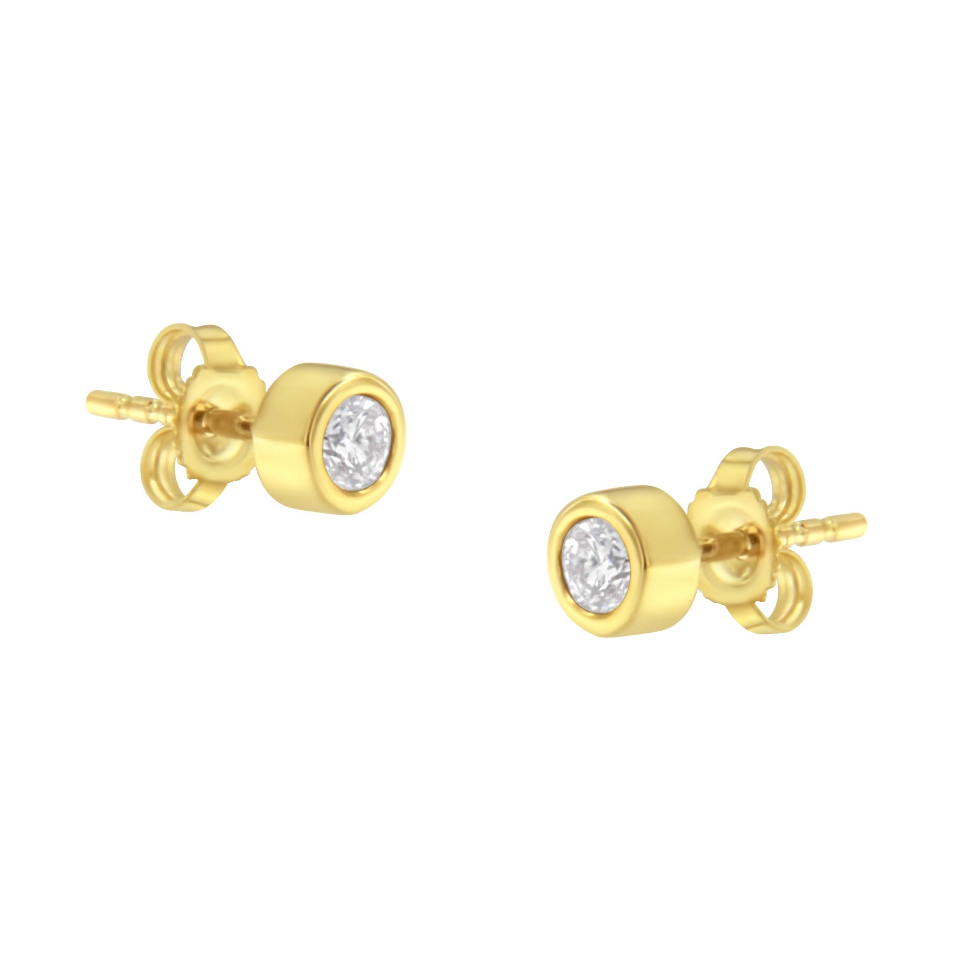 10K White Gold 1/4 Cttw Round Brilliant-Cut Near Colorless Diamond Bezel-Set Stud Earrings H-I Color, I1-I2 Clarity on sale at MyriadMart