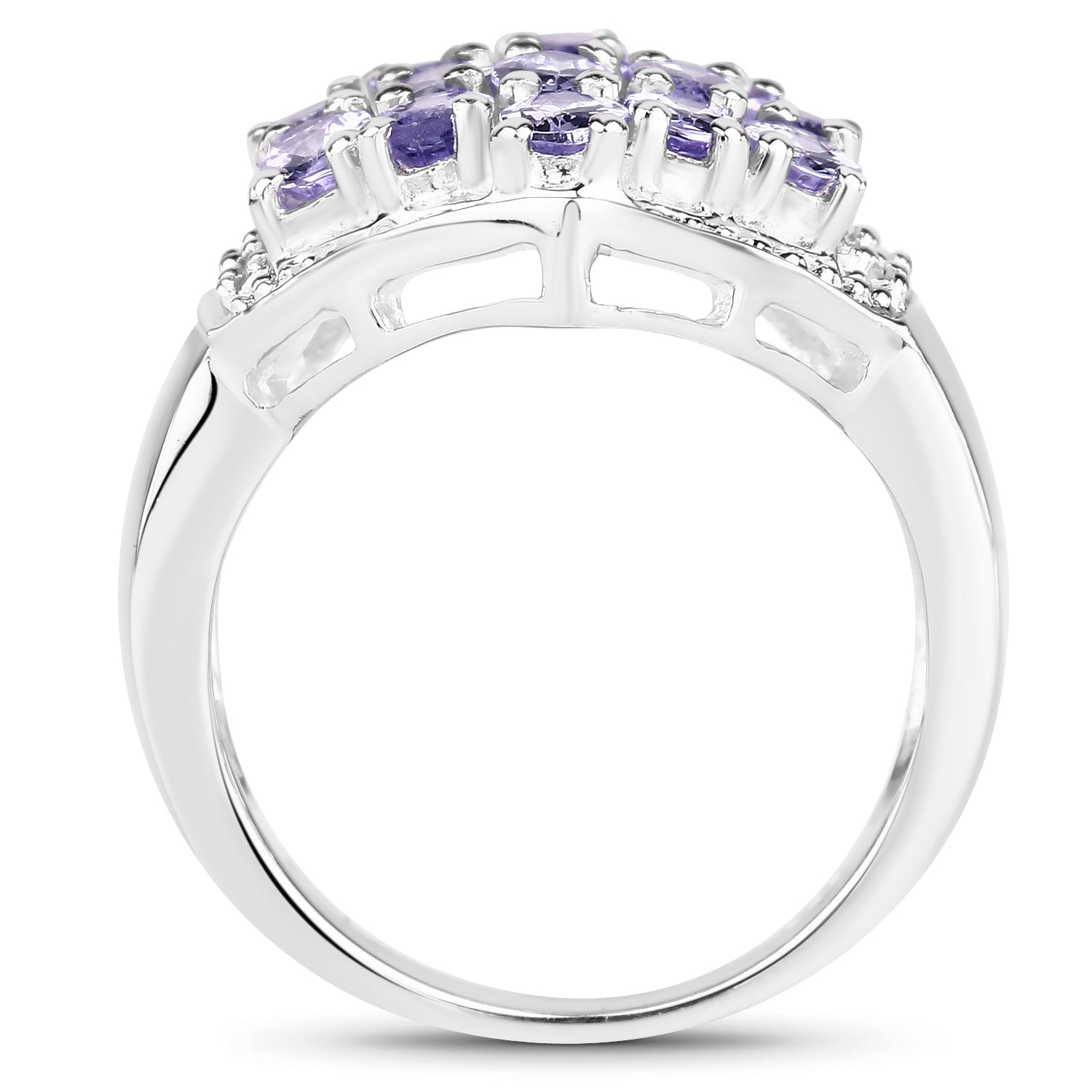2.41 Carat Genuine Tanzanite and White Topaz .925 Sterling Silver Ring on sale at MyriadMart