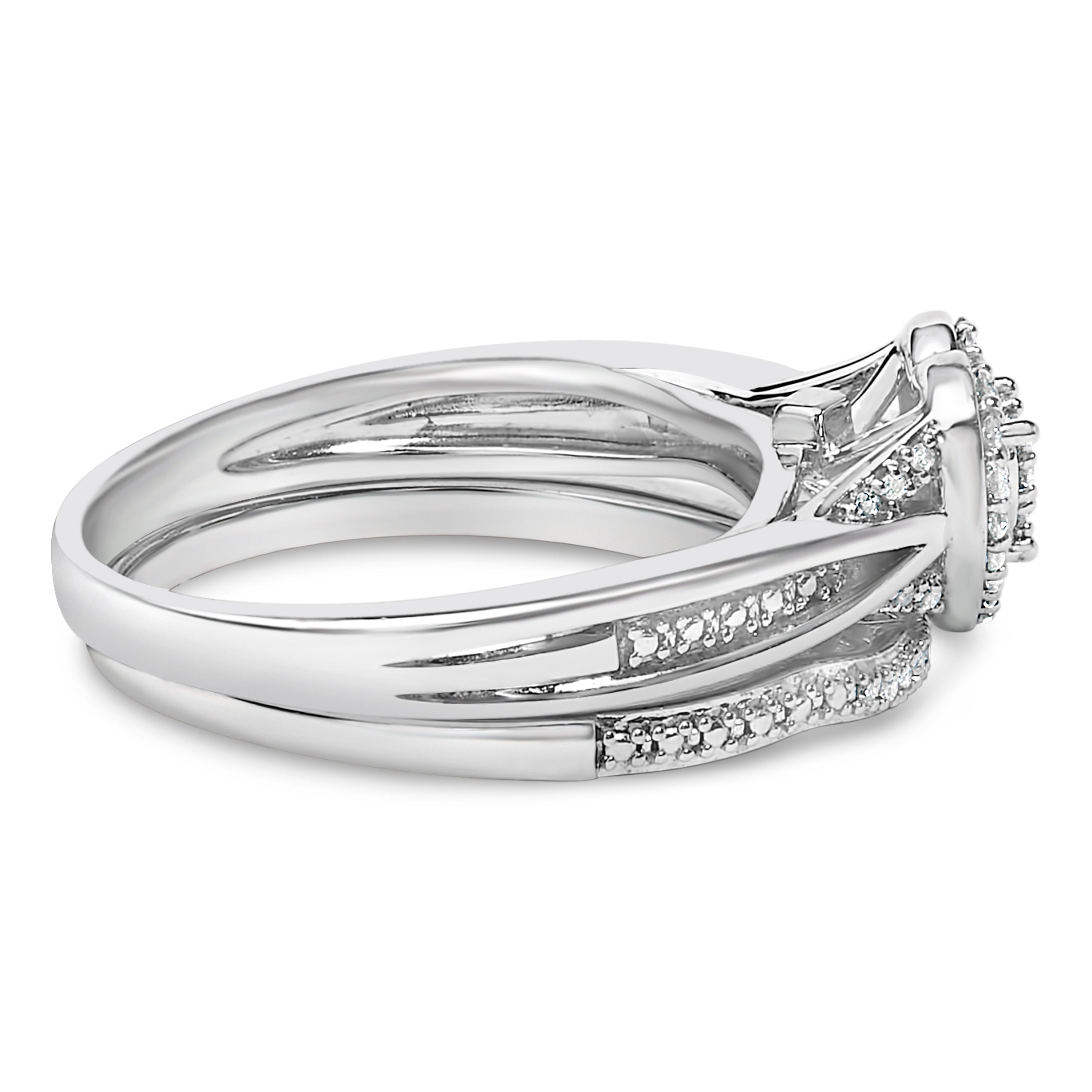 Sterling Silver 1/5 Cttw Diamond Heart Motif Bridal Set on sale at MyriadMart