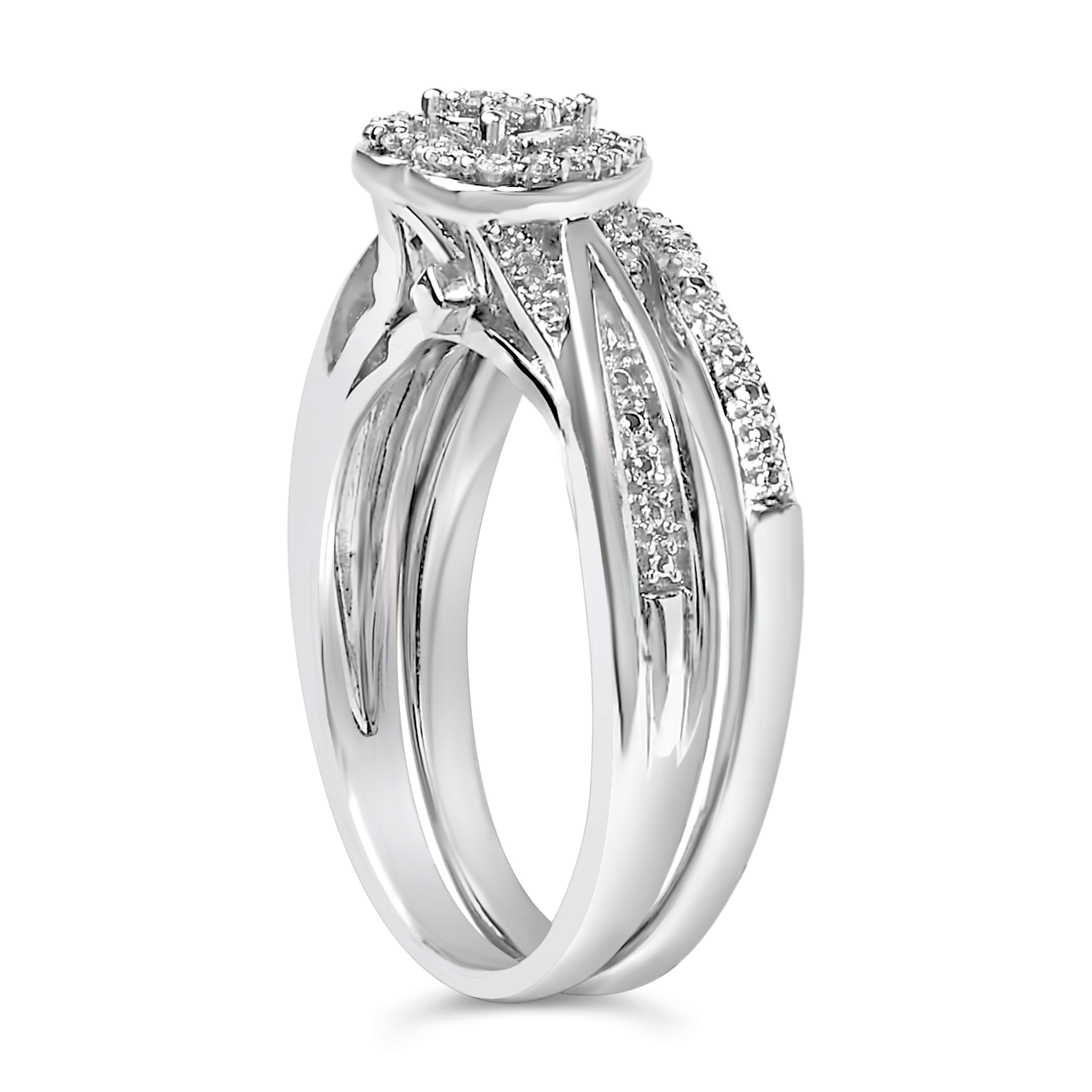 Sterling Silver 1/5 Cttw Diamond Heart Motif Bridal Set on sale at MyriadMart