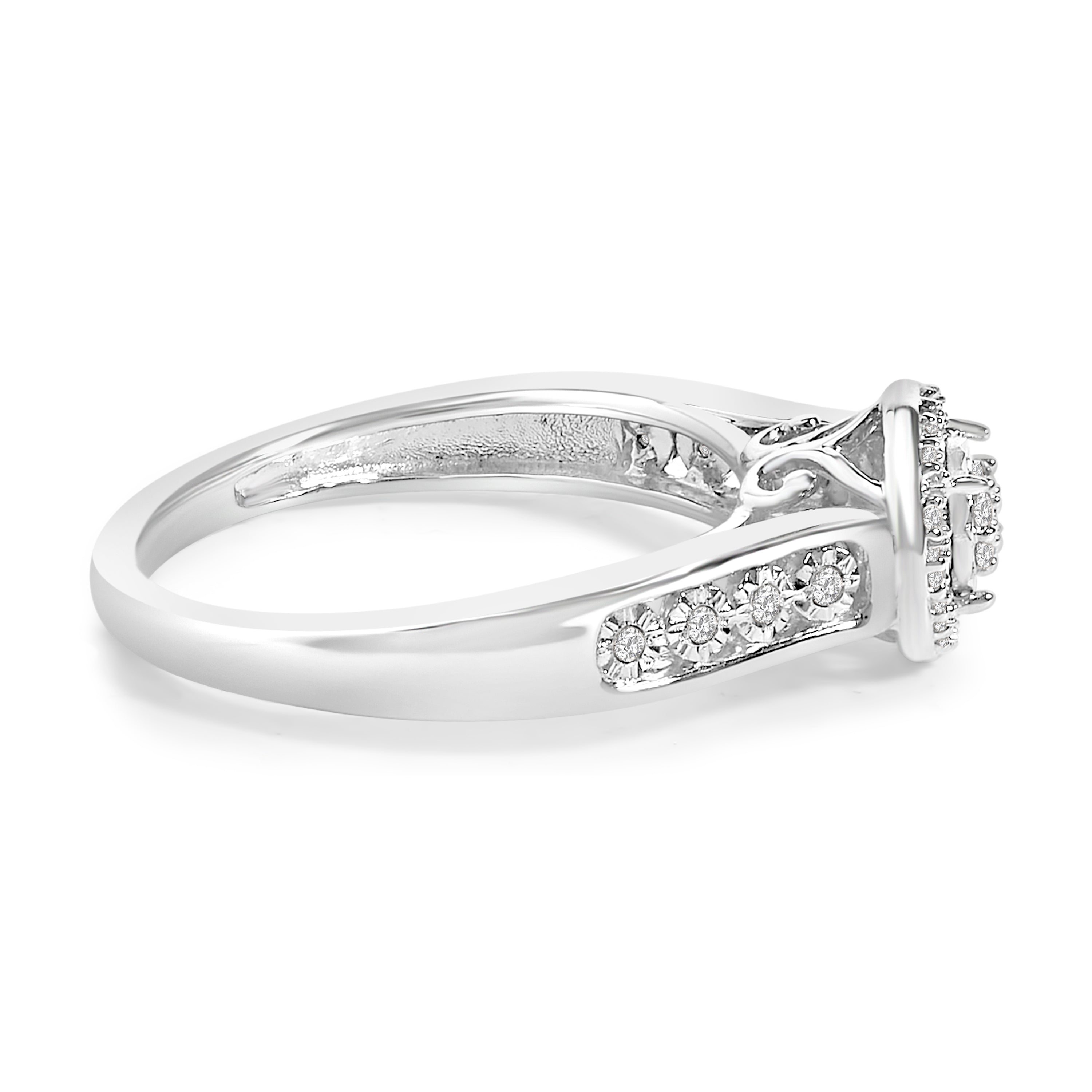 Sterling Silver Diamond Accent Round Cluster Halo Ring on sale at MyriadMart
