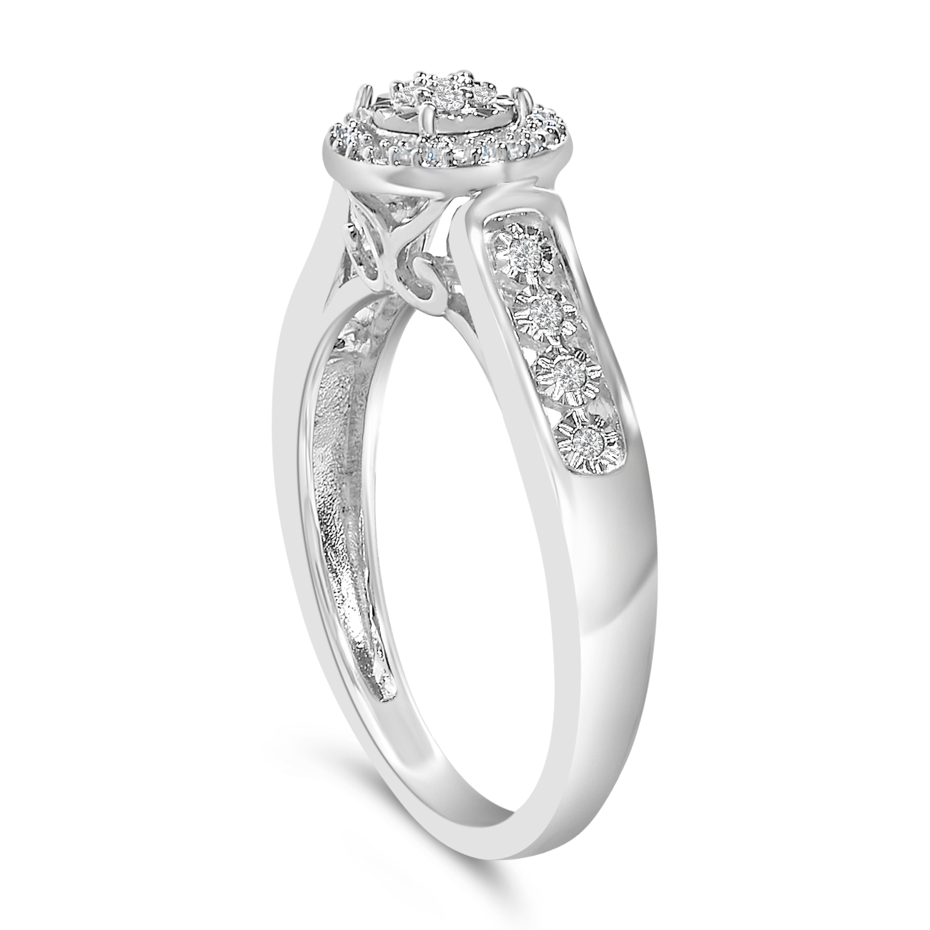 Sterling Silver Diamond Accent Round Cluster Halo Ring on sale at MyriadMart