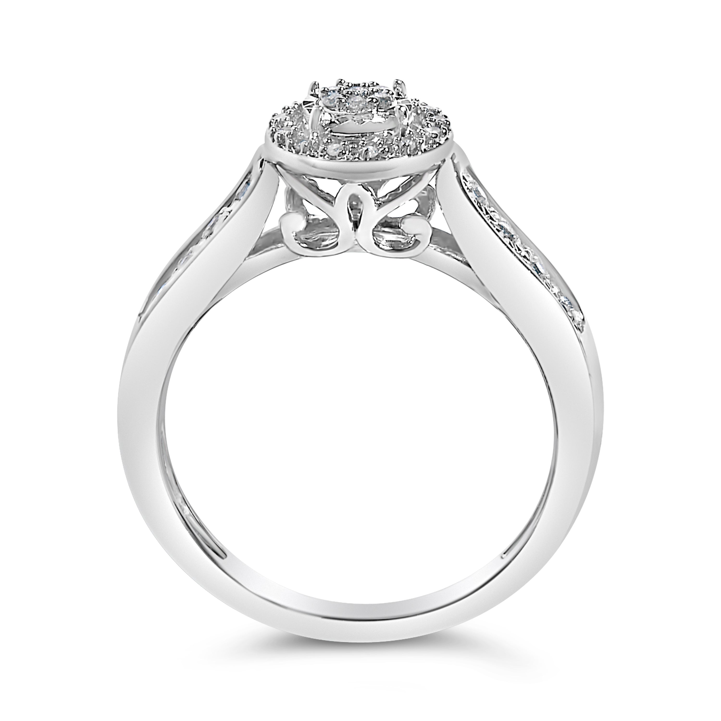 Sterling Silver Diamond Accent Round Cluster Halo Ring on sale at MyriadMart