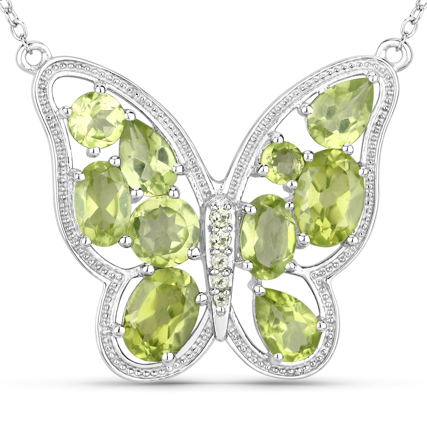 4.65 Carat Genuine Peridot .925 Sterling Silver Necklace on sale at MyriadMart
