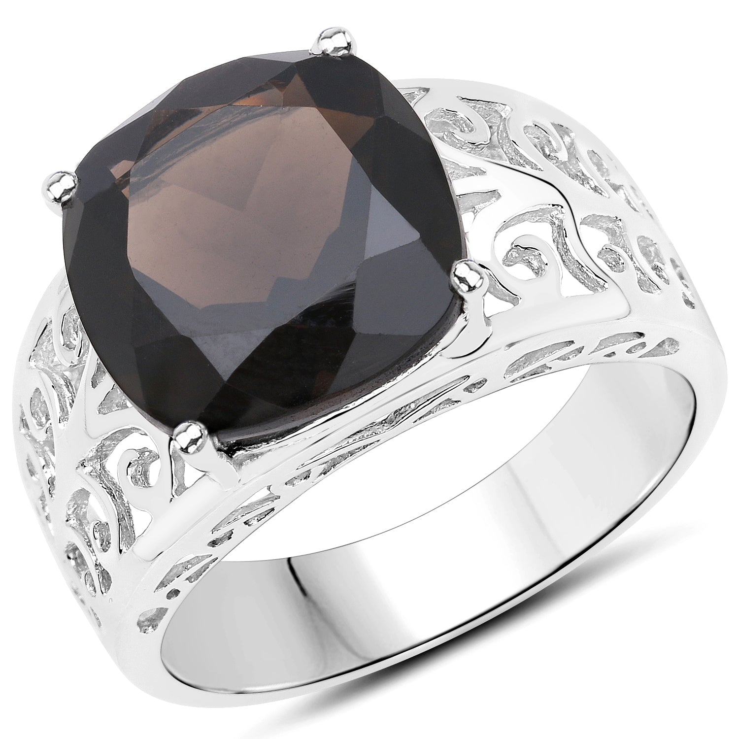 7.09 Carat Genuine Smoky Quartz .925 Sterling Silver Ring on sale at MyriadMart