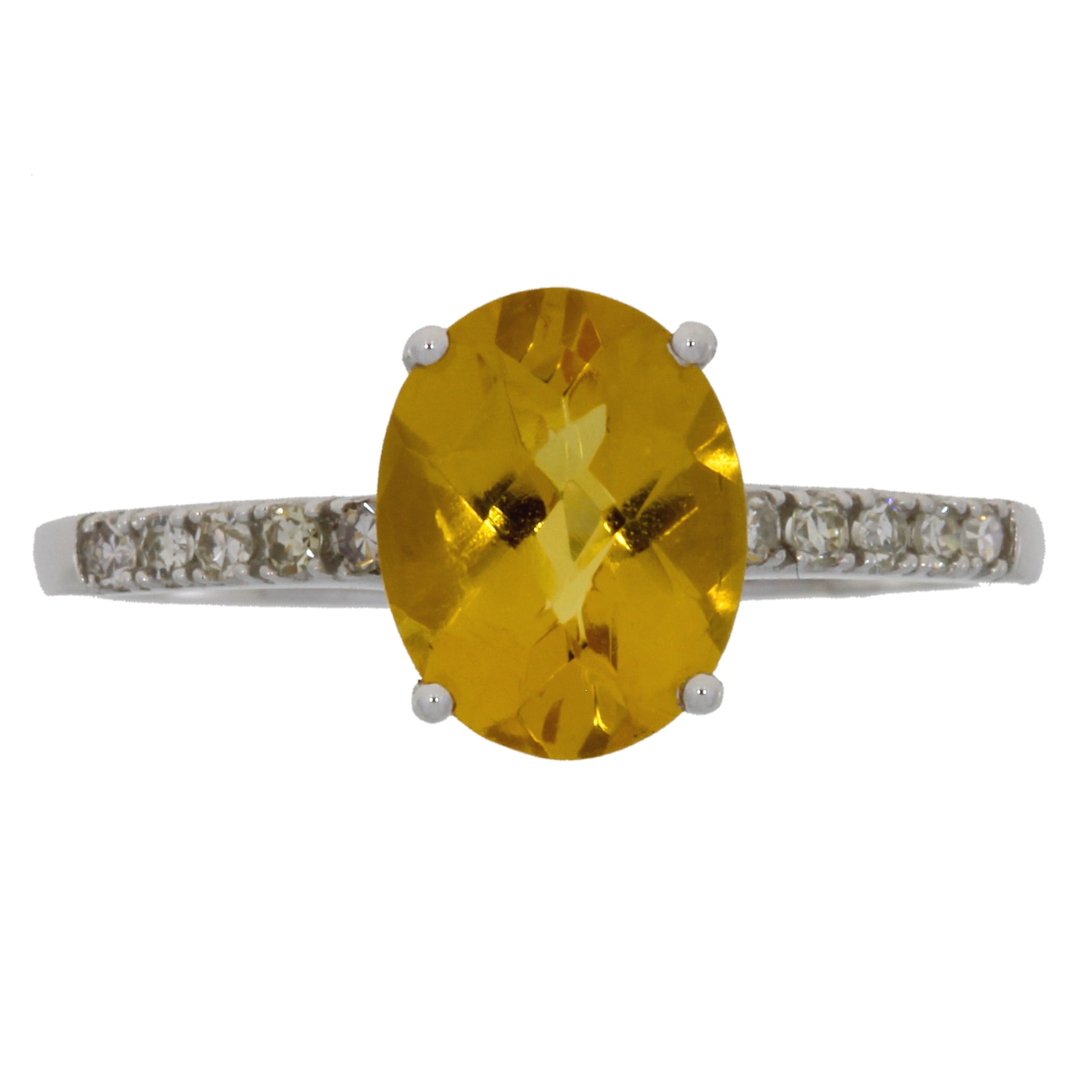 Natural 2.20ct Citrine Diamond Ring 14KT White Gold on sale at MyriadMart