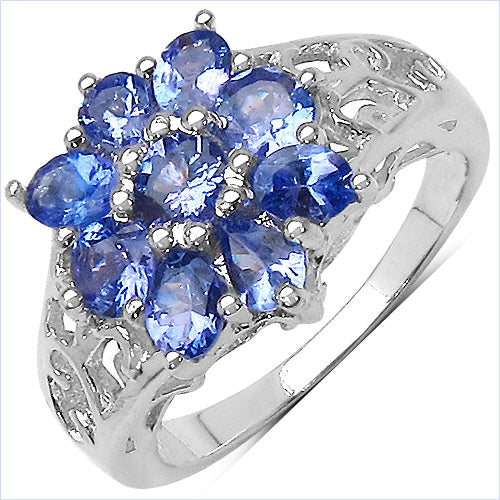 1.65 Carat Genuine Tanzanite .925 Sterling Silver Ring on sale at MyriadMart