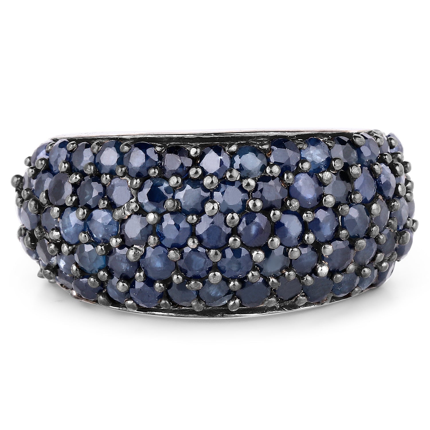 3.28 Carat Genuine Blue Sapphire and White Topaz .925 Sterling Silver Ring on sale at MyriadMart