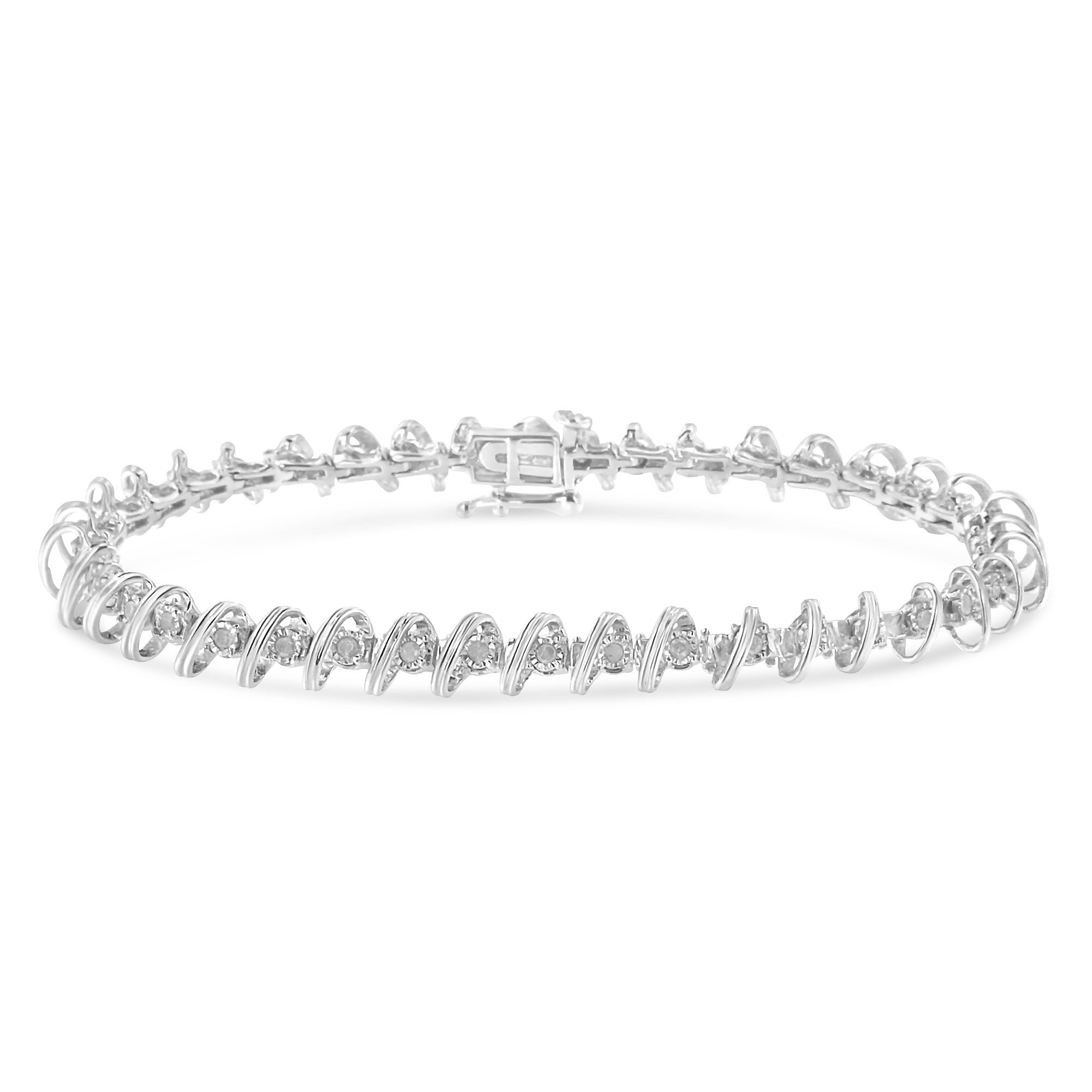 .925 Sterling Silver 1/2 Cttw Diamond Miracle-Set 7" Tennis Bracelet I-J Color, I3 Clarity on sale at MyriadMart