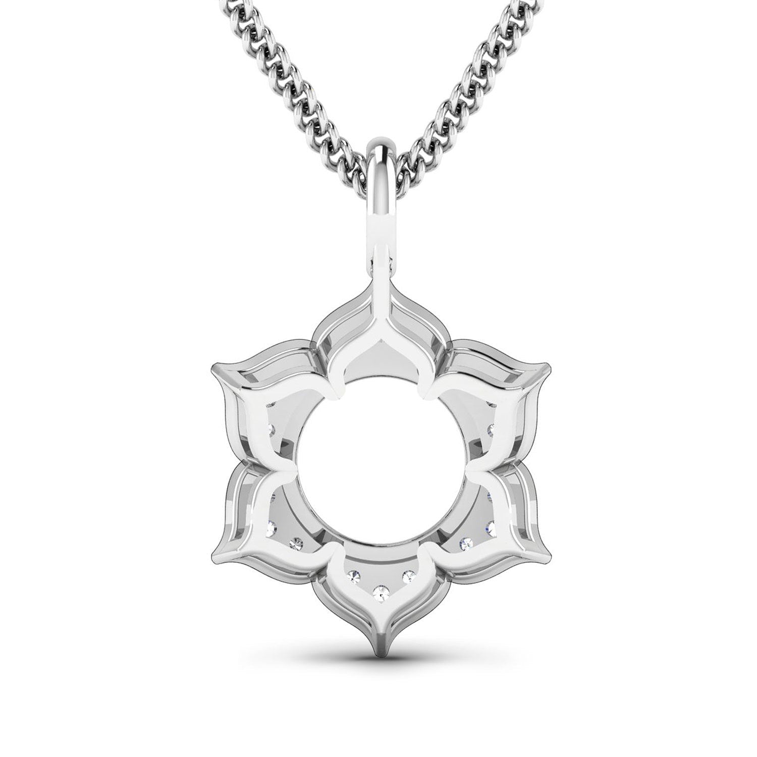 0.14 Carat Genuine White Diamond 14K White Gold Semi Mount Pendant - holds 8.00mm Round Gemstone on sale at MyriadMart