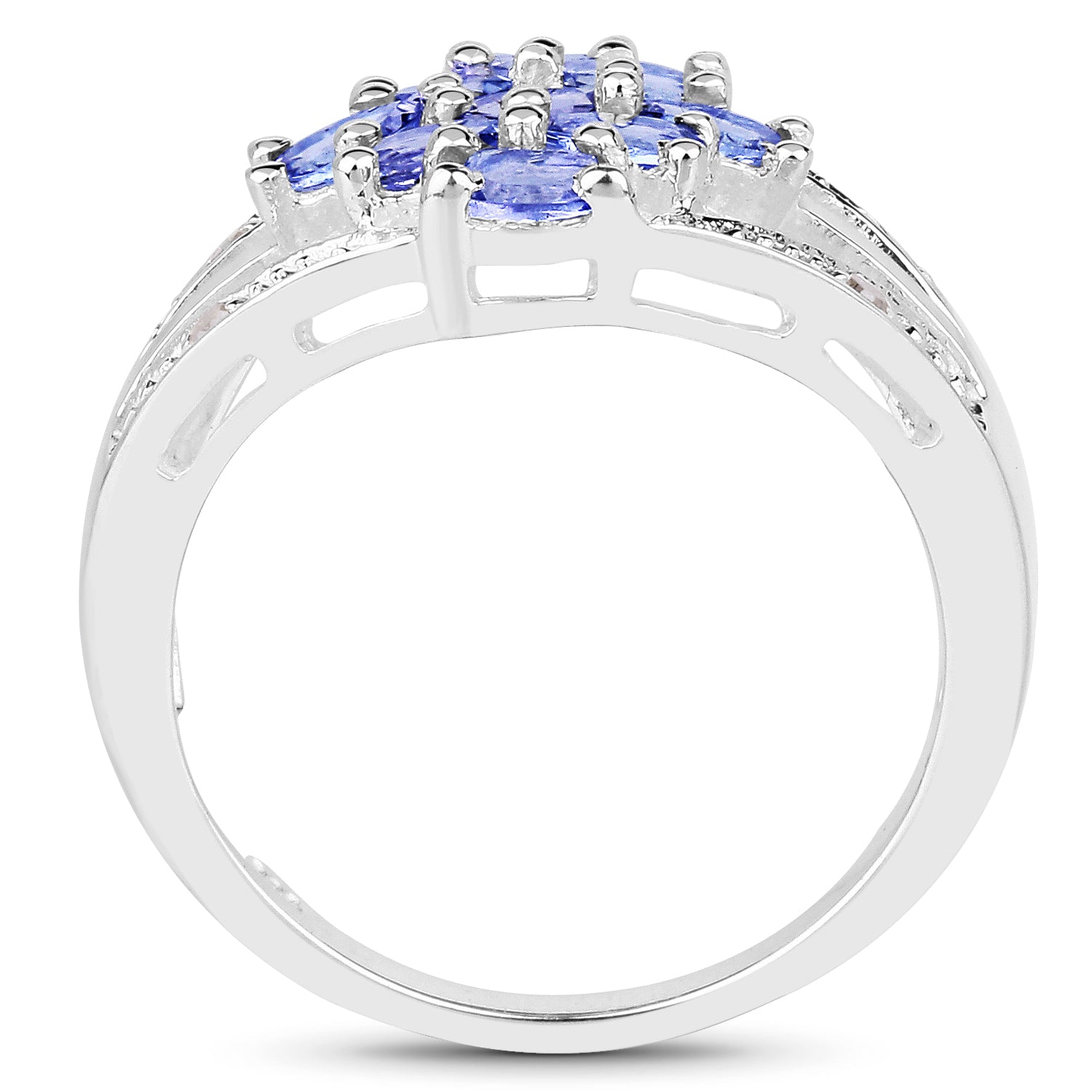 1.59 Carat Genuine Tanzanite and White Topaz .925 Sterling Silver Ring on sale at MyriadMart