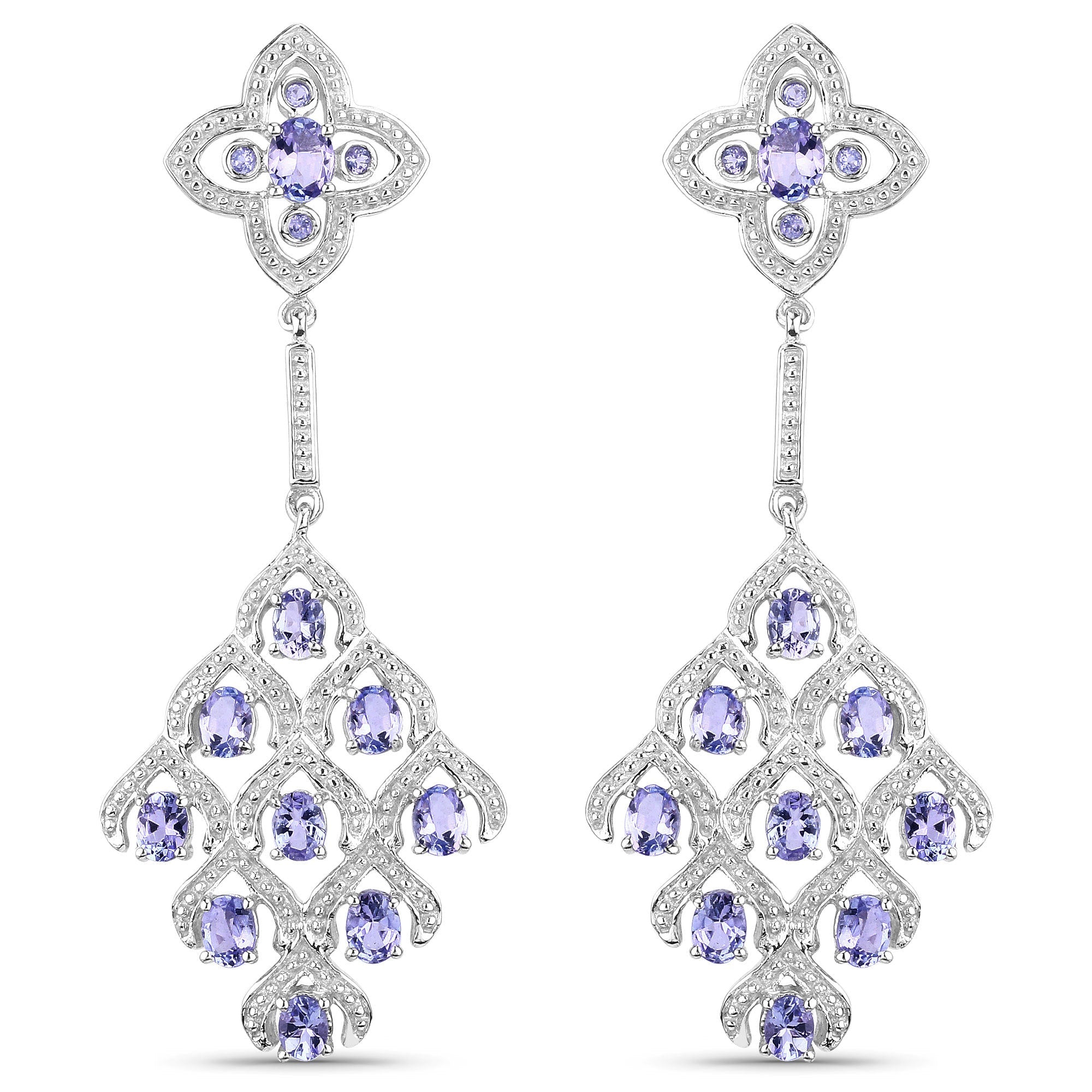 3.90 Carat Genuine Tanzanite and White Topaz .925 Sterling Silver Earrings on sale at MyriadMart