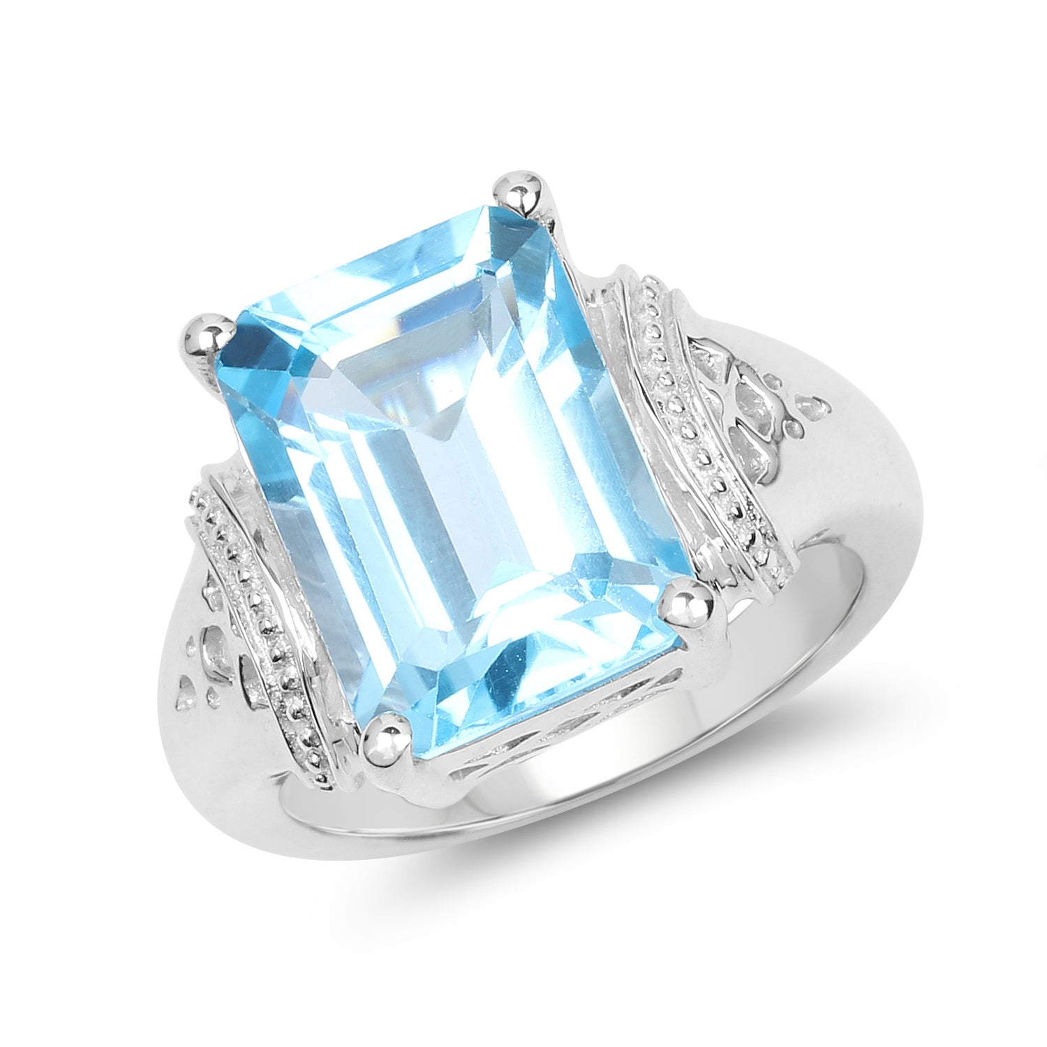 8.89 Carat Genuine Swiss Blue Topaz .925 Sterling Silver Ring on sale at MyriadMart