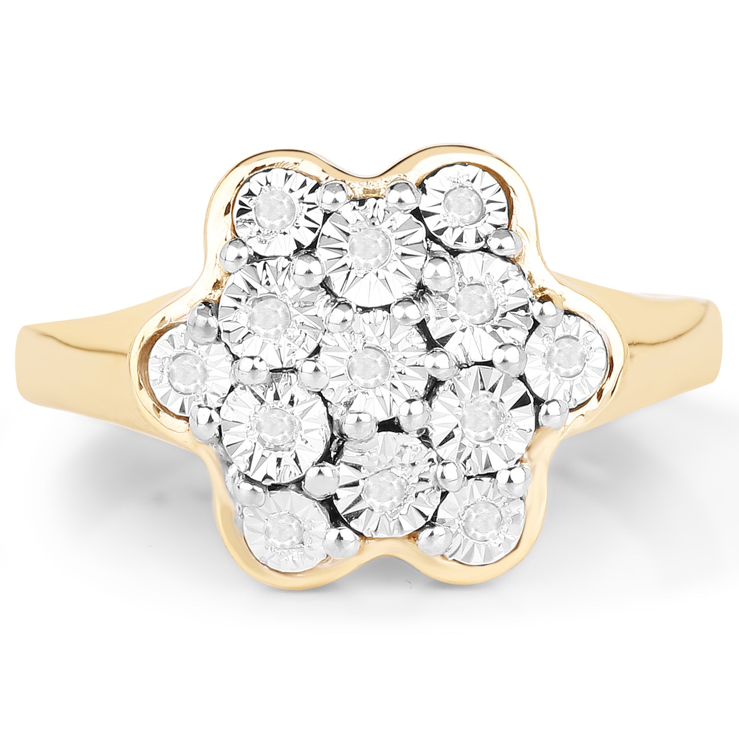 14K Yellow Gold Plated 0.07 Carat Genuine White Diamond .925 Sterling Silver Ring on sale at MyriadMart