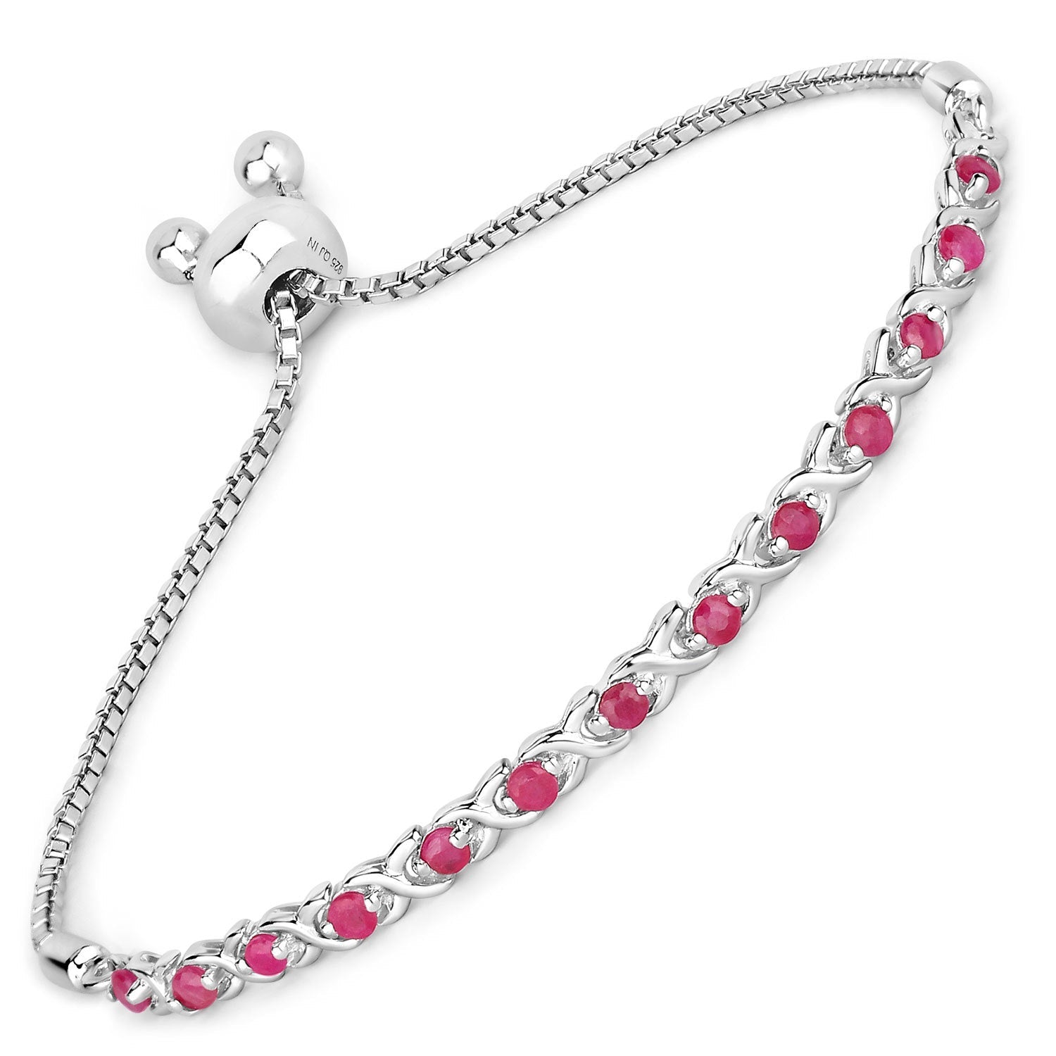 0.88 Carat Genuine Ruby .925 Sterling Silver Bracelet on sale at MyriadMart