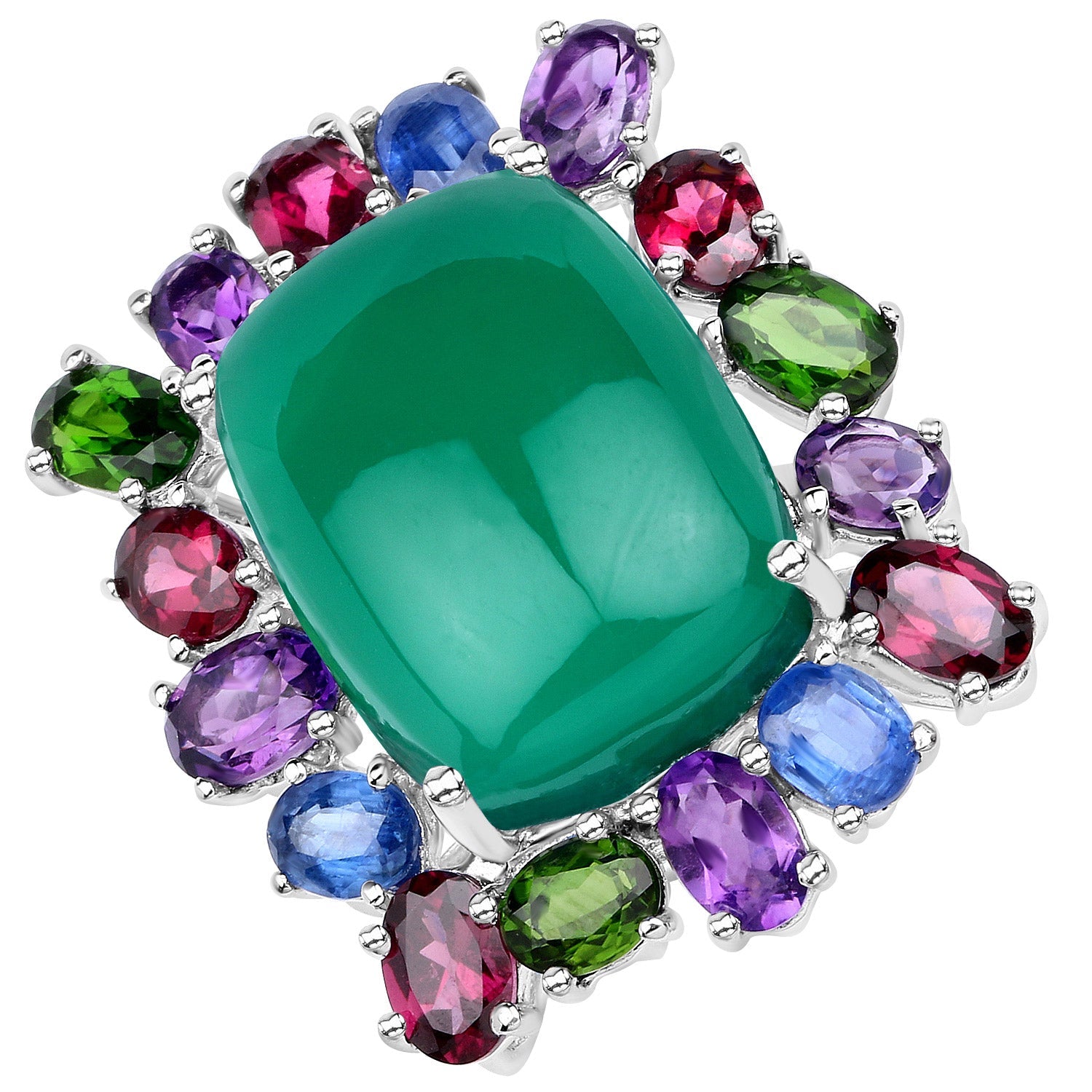 26.67 Carat Genuine Multi Stones .925 Sterling Silver Ring on sale at MyriadMart