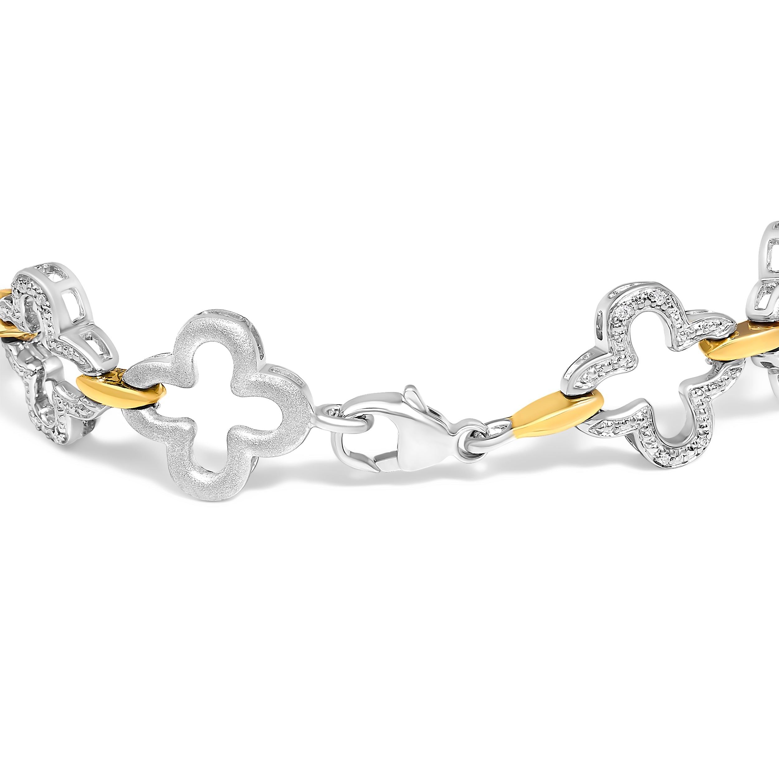 .925 Two-tone Sterling Silver 1/10 Cttw Natural Round Diamond Fashion Tennis Bracelet I-J Color, I1-I2 Clarity - 7" on sale at MyriadMart