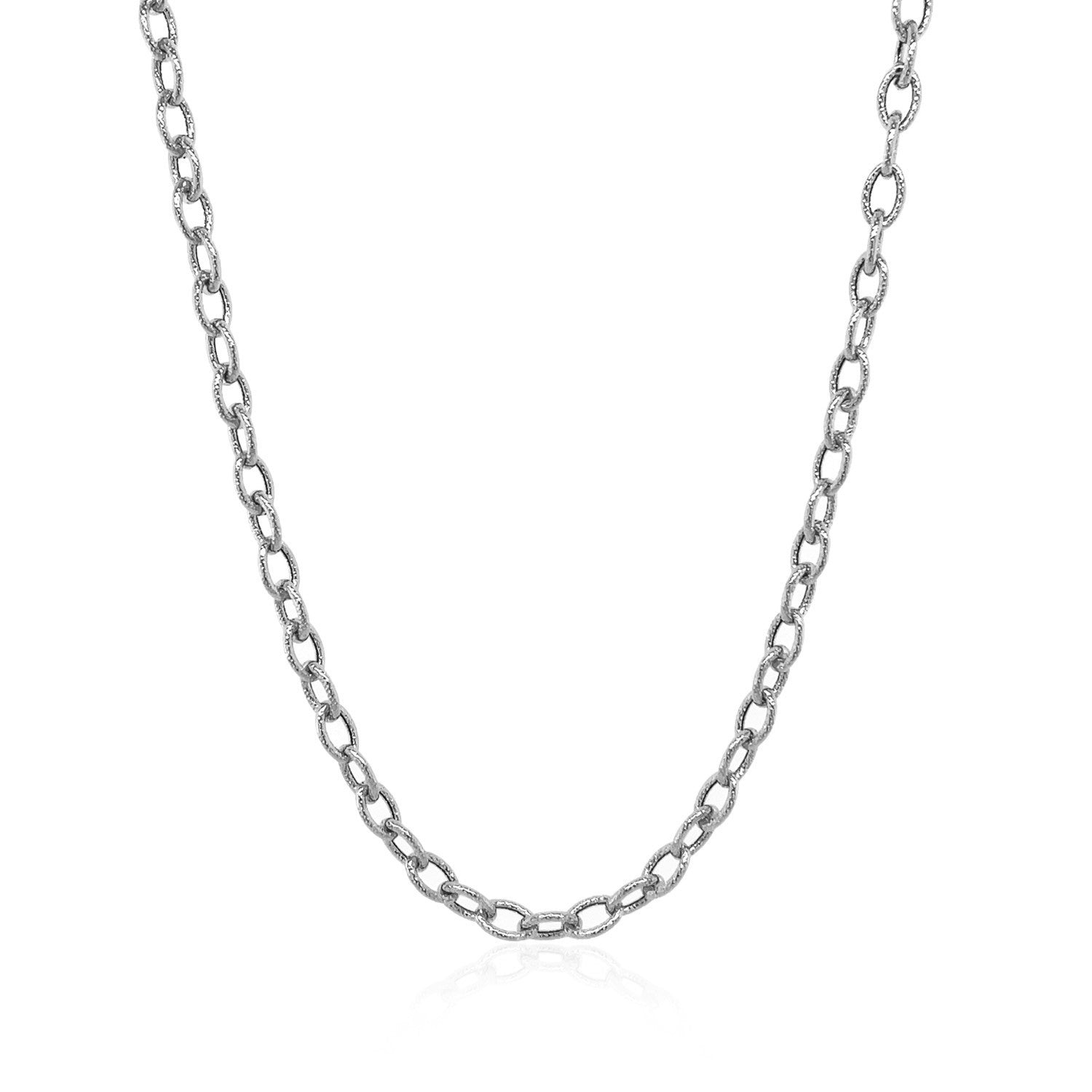3.5mm 14k White Gold Pendant Chain with Textured Links on sale at MyriadMart