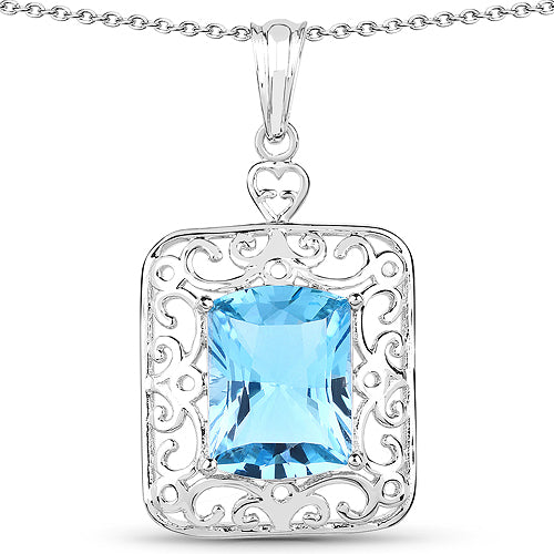 10.63 Carat Genuine Swiss Blue Topaz .925 Sterling Silver Pendant on sale at MyriadMart