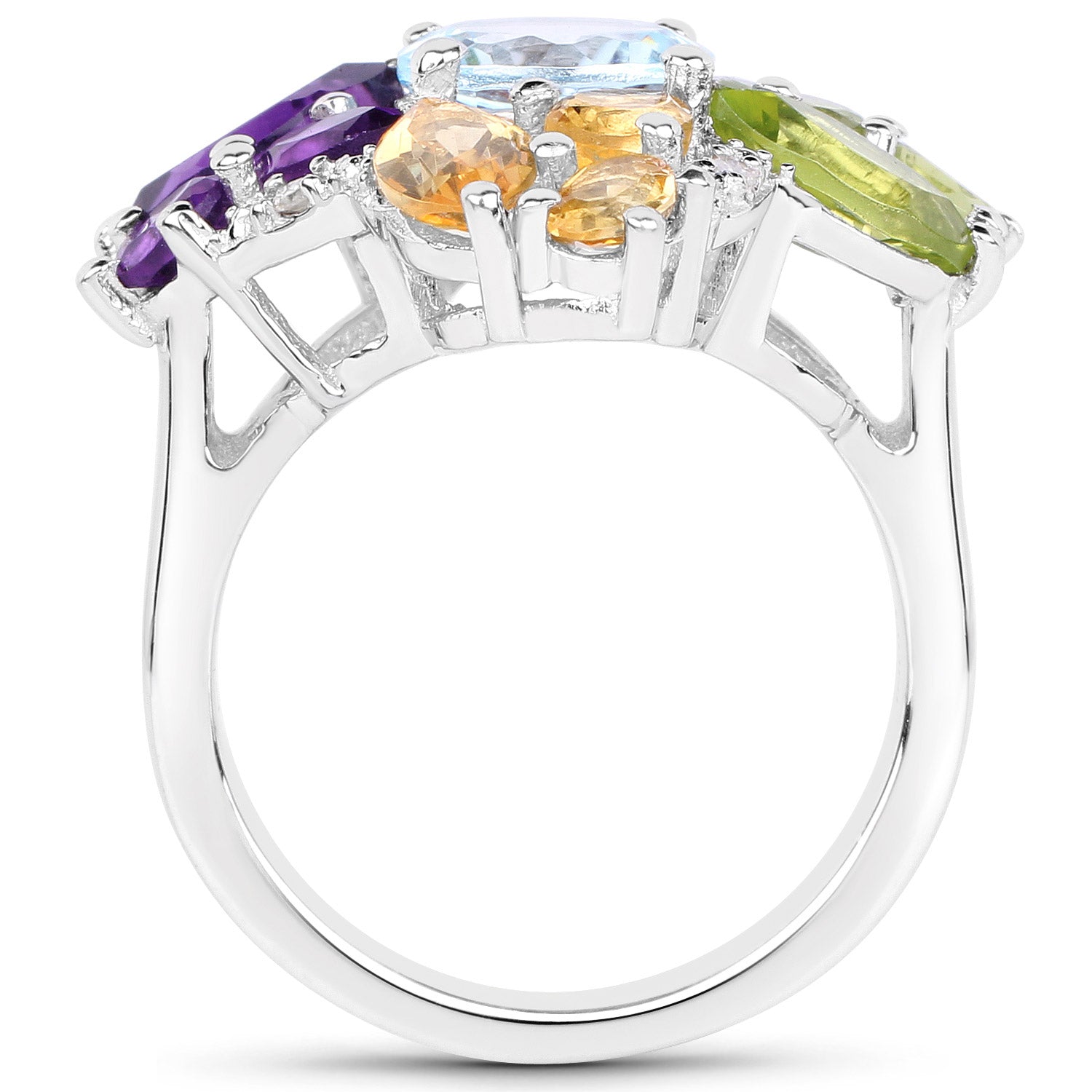 6.13 Carat Genuine Multi Stones .925 Sterling Silver Ring on sale at MyriadMart