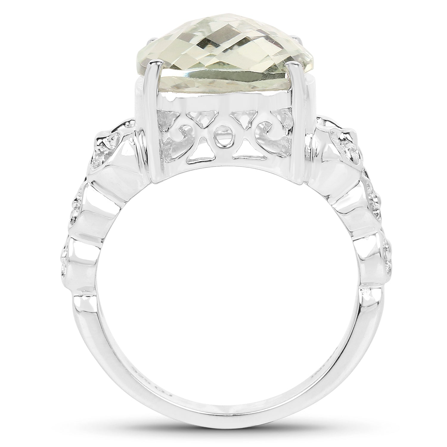 6.74 Carat Genuine Green Amethyst .925 Sterling Silver Ring on sale at MyriadMart