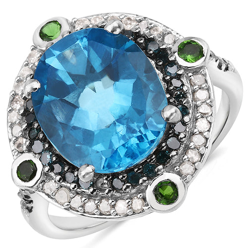 5.84 Carat Genuine Multi Stones .925 Sterling Silver Ring on sale at MyriadMart