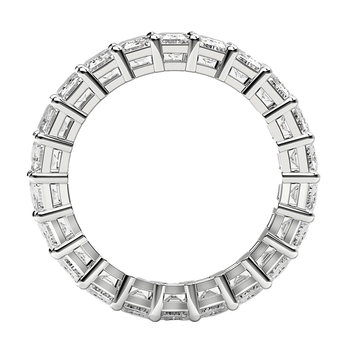 Emerald Cut Lab Grown Diamond Eternity Ring in 14k White Gold 4 cttw FG/VS2 on sale at MyriadMart