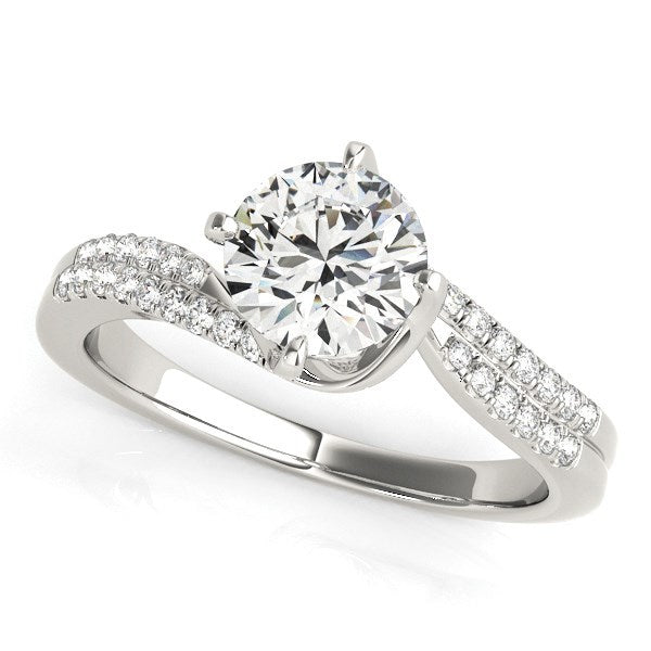 14k White Gold Spiral Design Pronged Diamond Engagement Ring 1 1/8 cttw on sale at MyriadMart