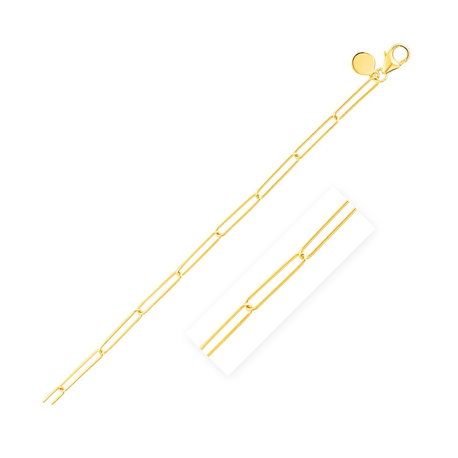 14k Yellow Gold Wire Paperclip Chain 2.7mm on sale at MyriadMart