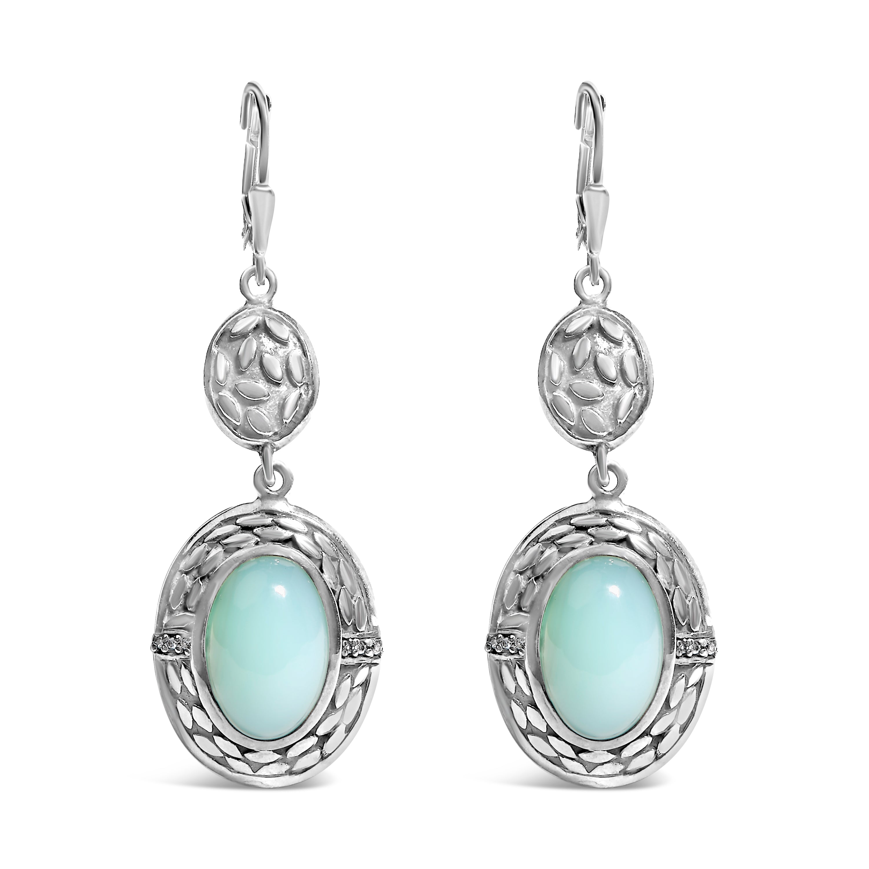 .925 Sterling Silver Chalcedony Diamond Accent Drop and Dangle Earring K-L Color, I1-I2 Clarity on sale at MyriadMart