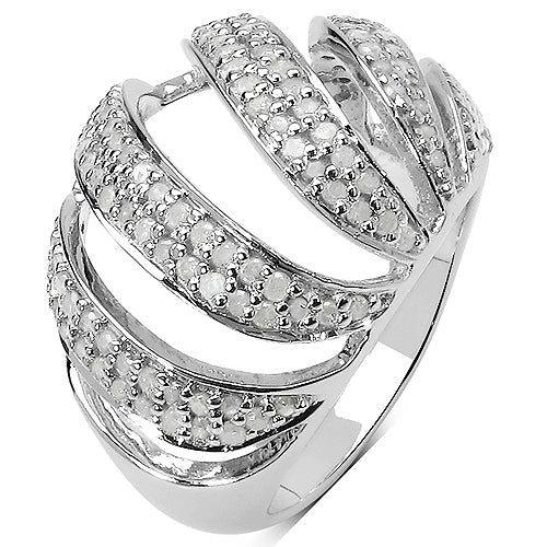 0.98 Carat Genuine White Diamond .925 Sterling Silver Ring on sale at MyriadMart