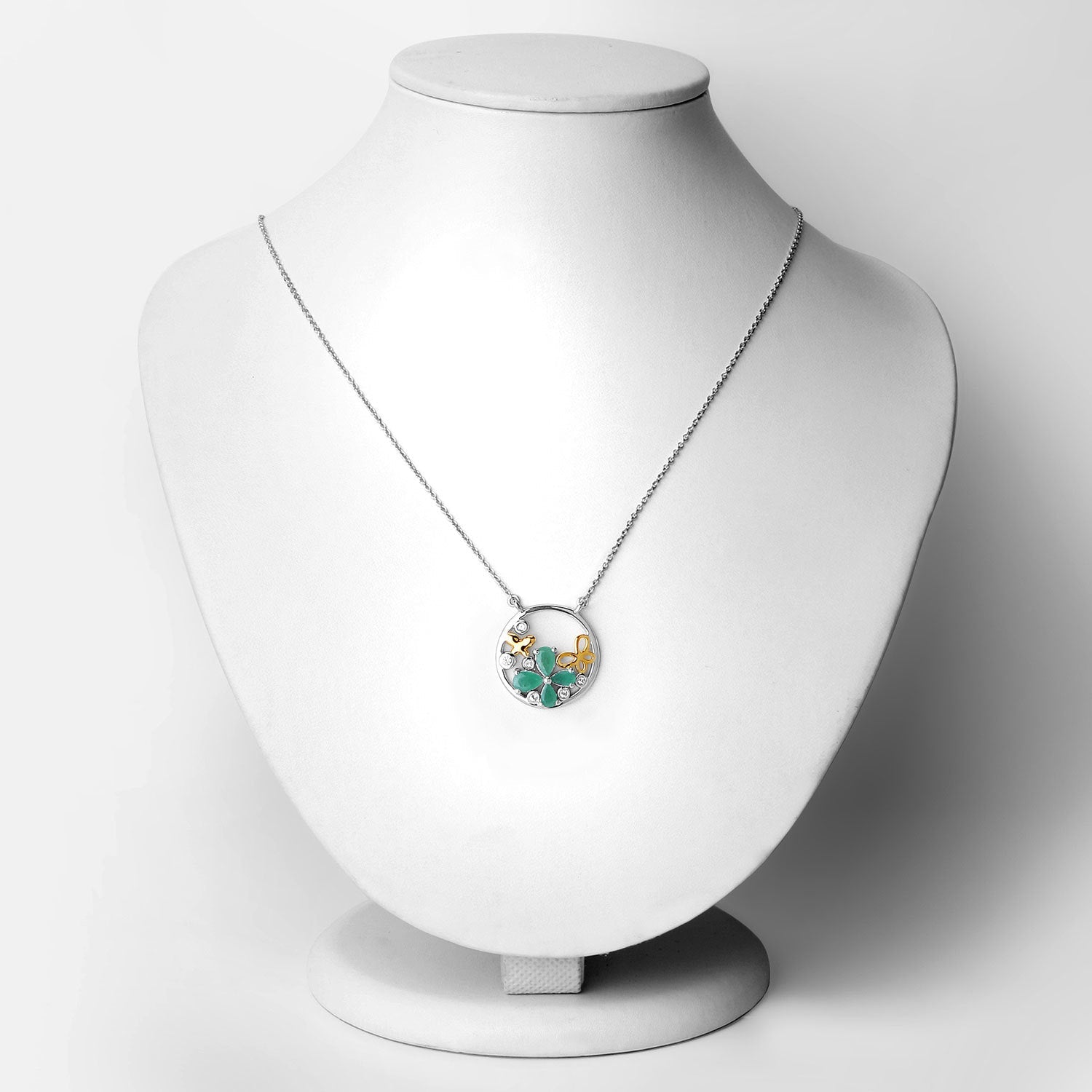1.35 Carat Genuine Emerald and White Topaz .925 Sterling Silver Pendant on sale at MyriadMart