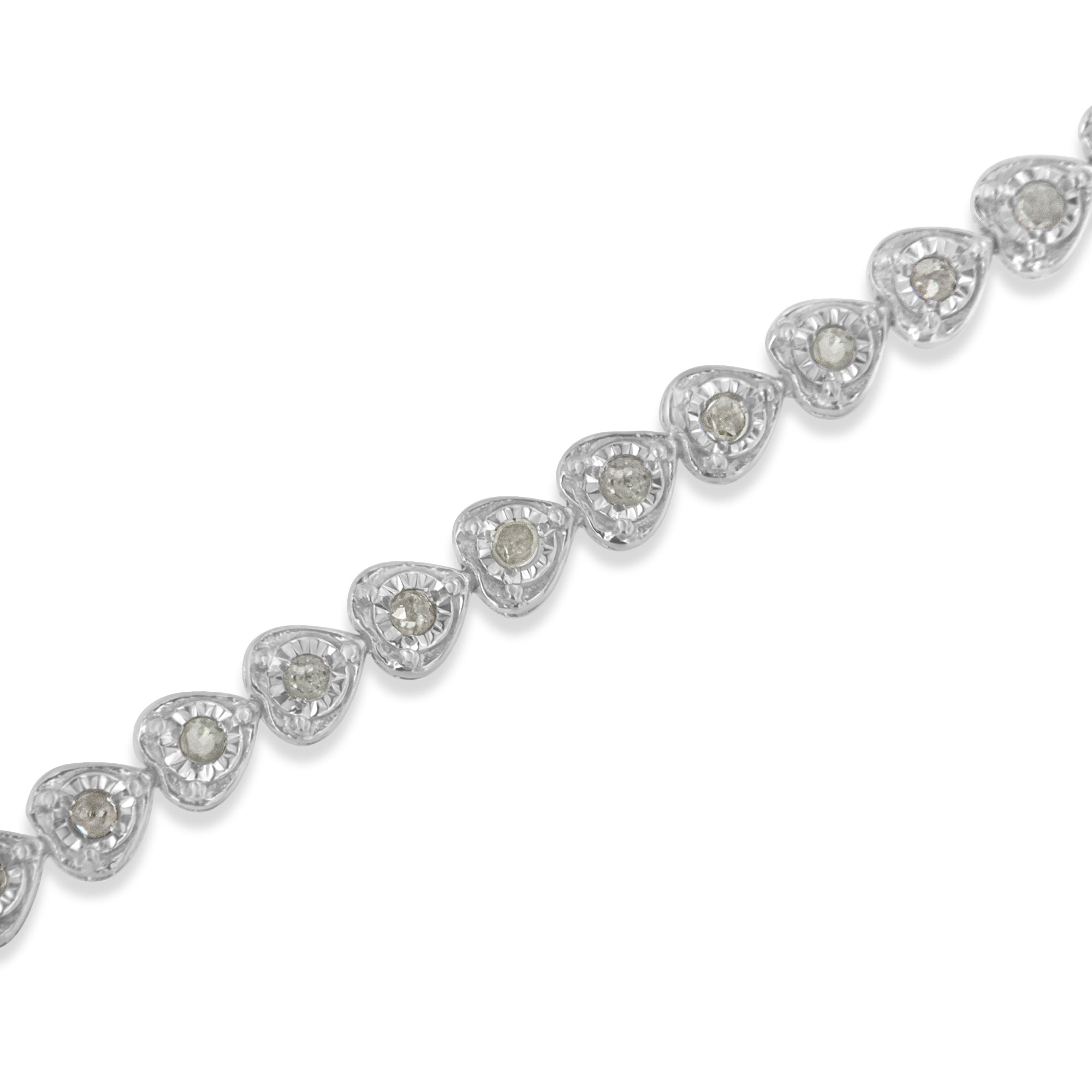 .925 Sterling Silver 1.0 Cttw Miracle Set Diamond Heart-Link 7" Tennis Bracelet I-J Color, I2-I3 Clarity on sale at MyriadMart