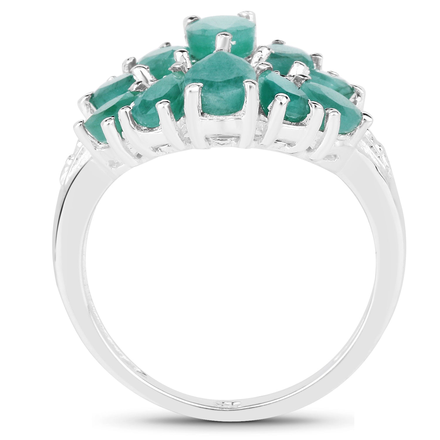 2.21 Carat Genuine Emerald and White Diamond .925 Sterling Silver Ring on sale at MyriadMart